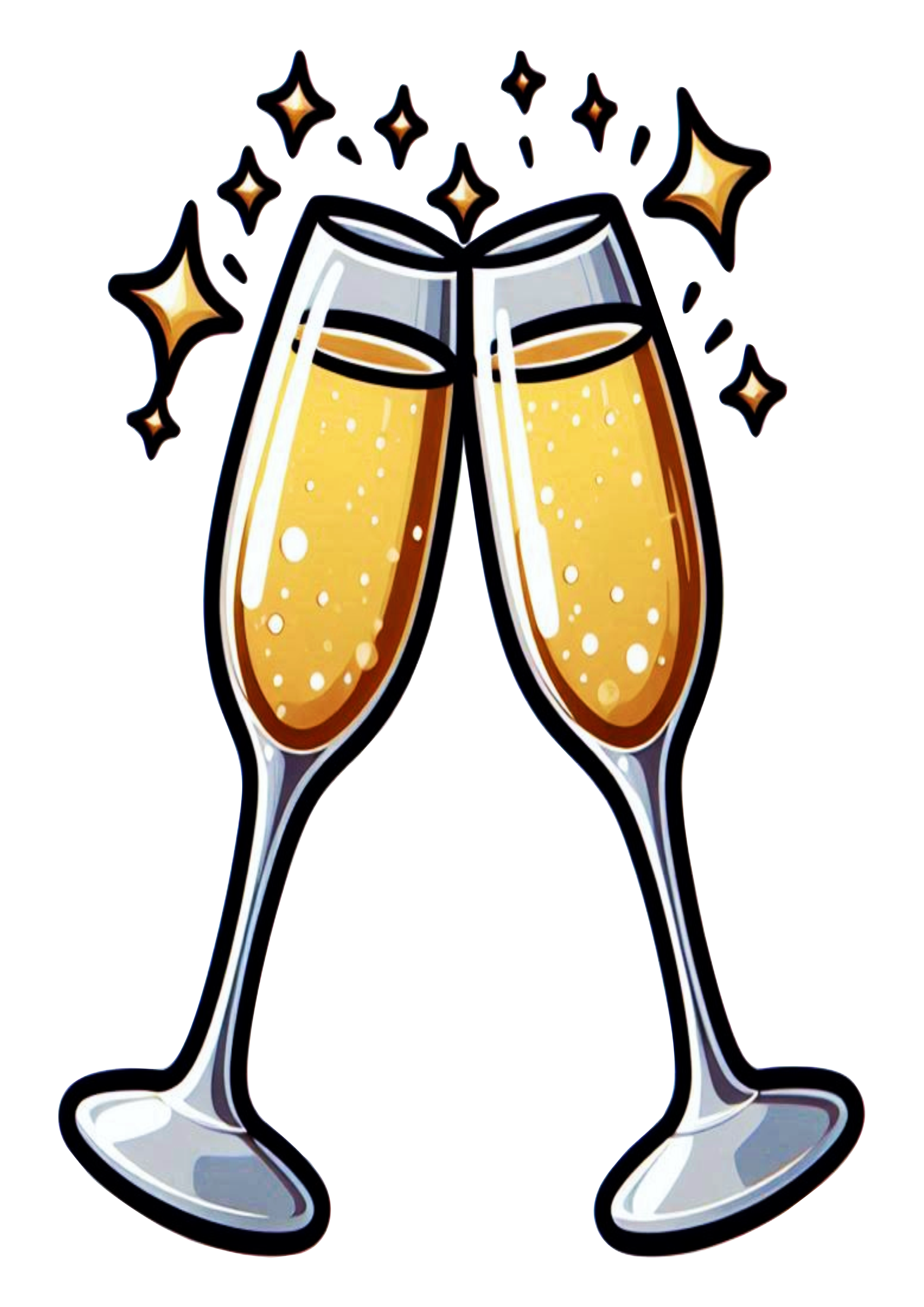 Toasting Glasses Drawing: Celebrate New Year’s Eve in Style PNG