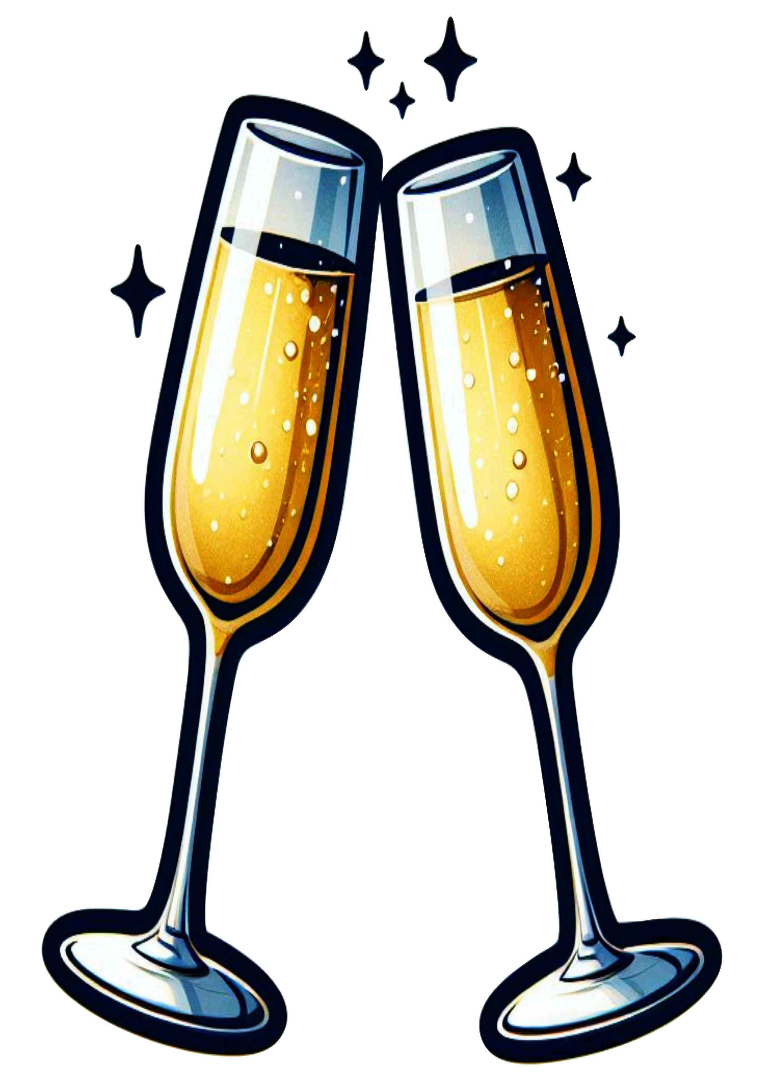 Champagne Glasses Art for a Festive New Year Celebration PNG