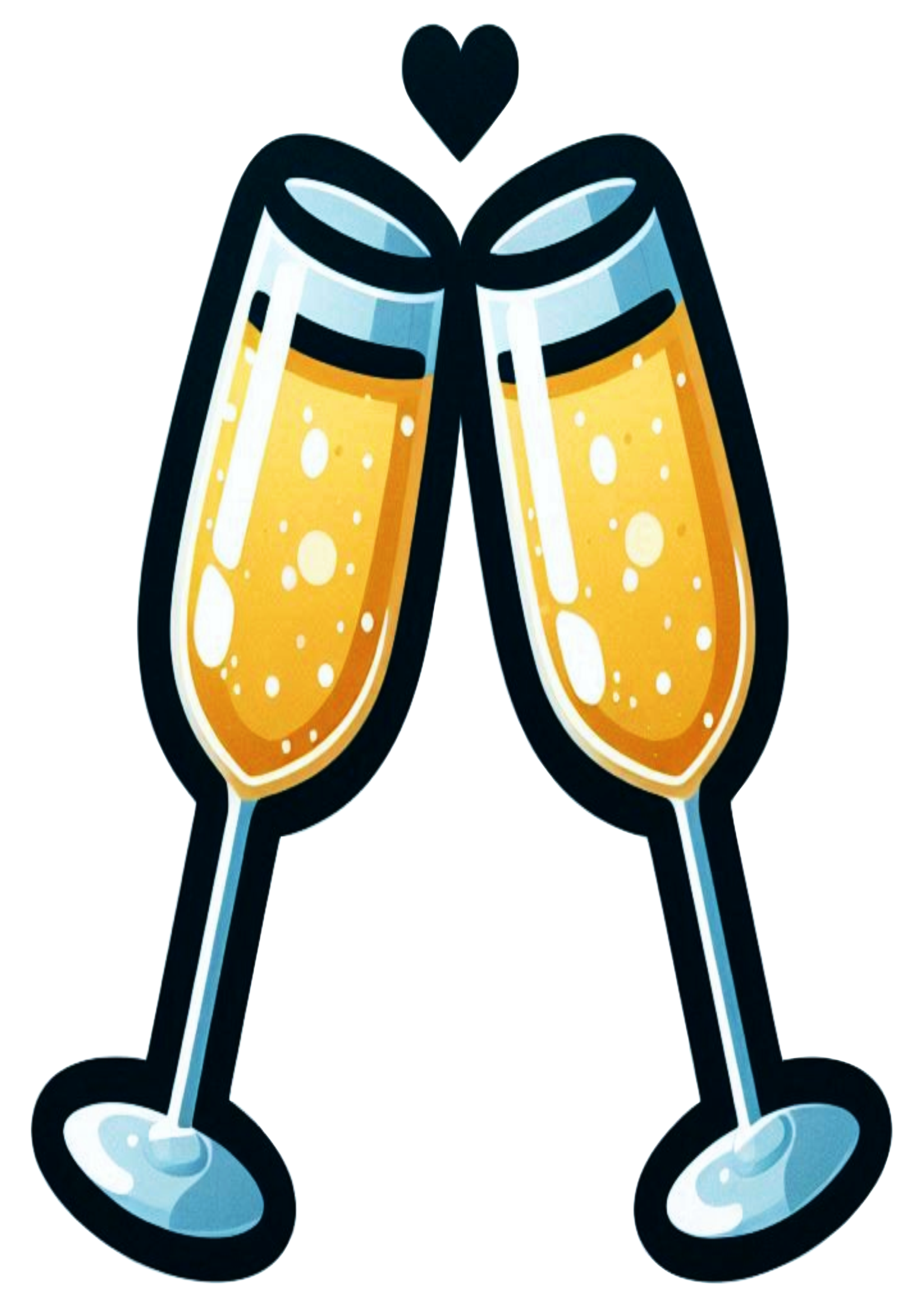 Champagne Toast: Illustrated Glasses for New Year Projects PNG