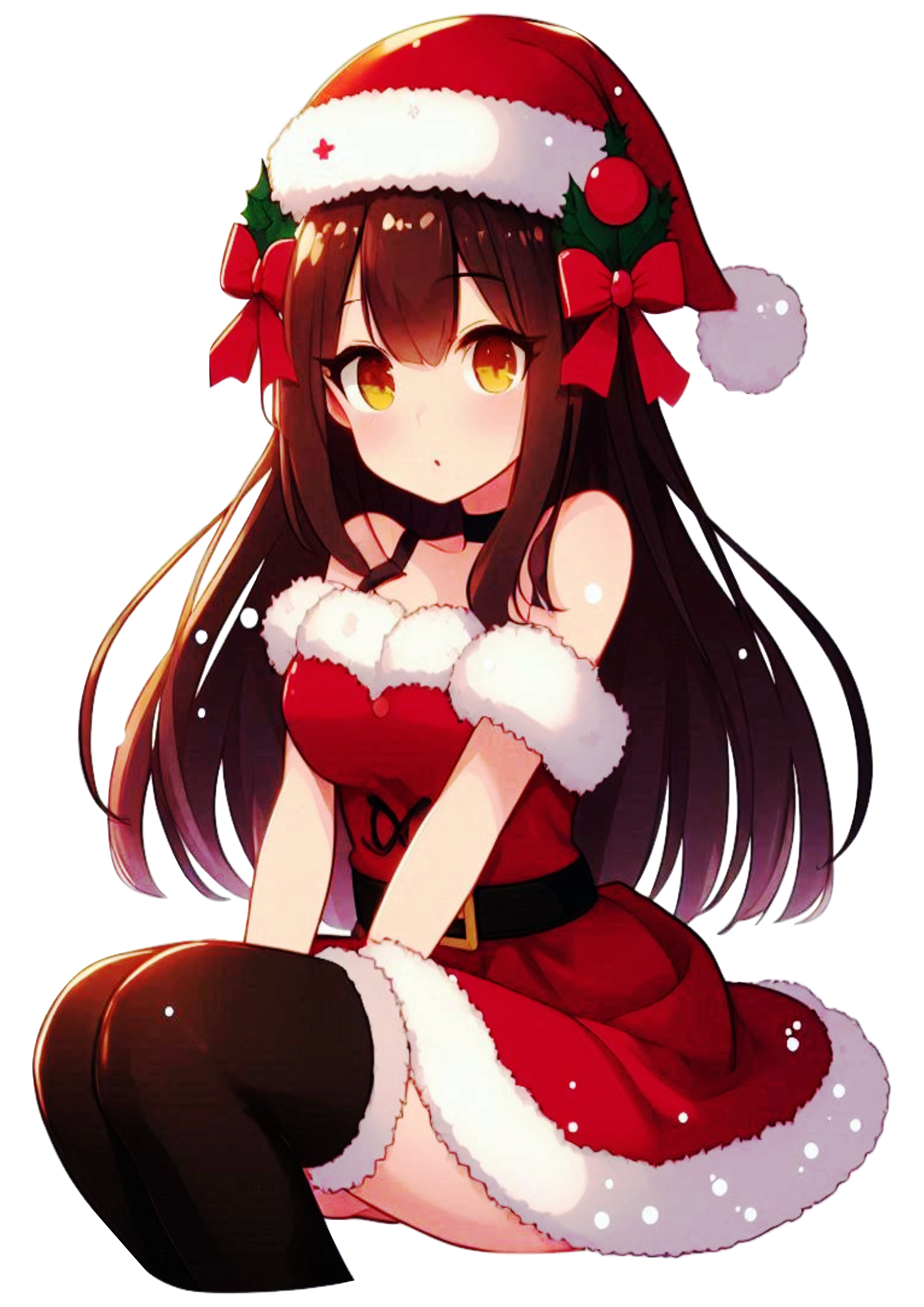 Anime-Style Christmas Girl PNG