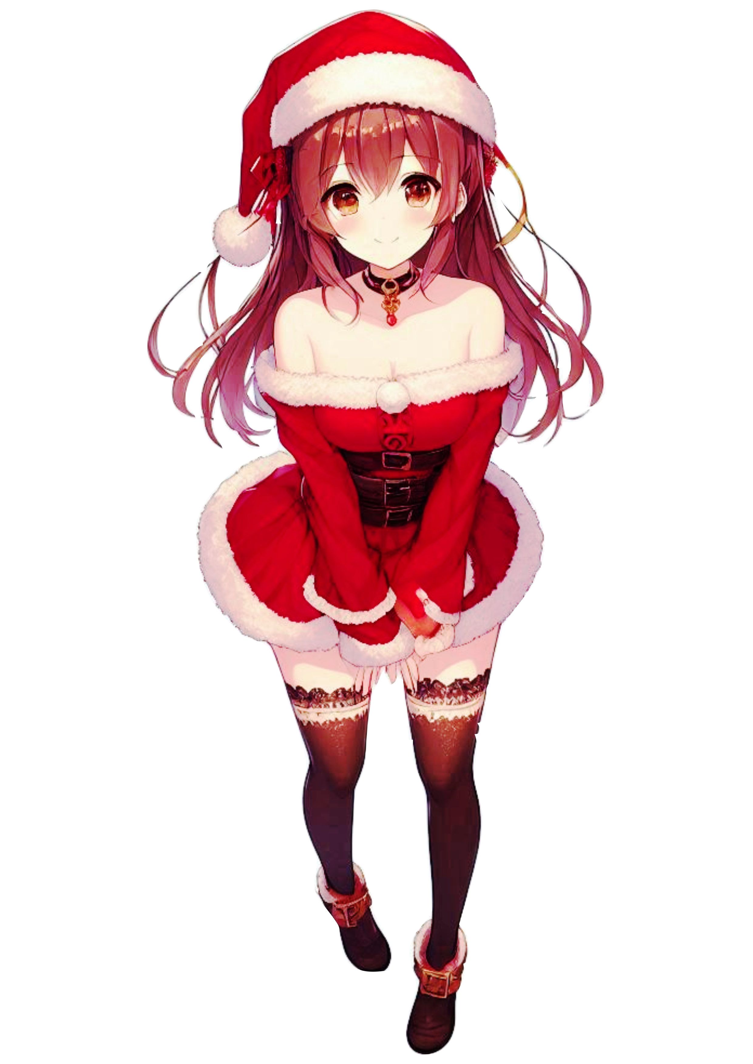 Christmas-Themed Anime Artwork: Mrs. Claus PNG for Graphic Projects