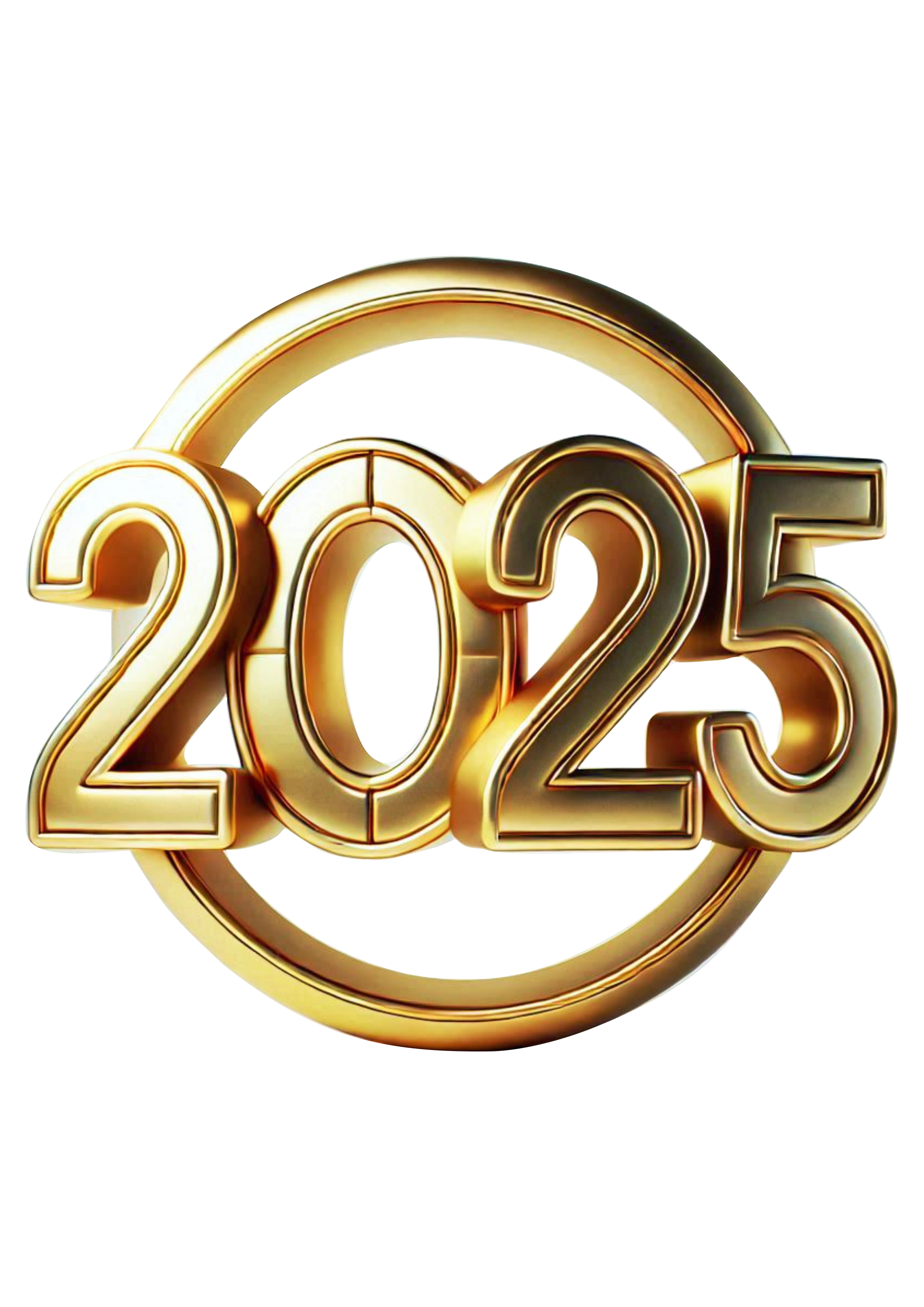 New Year Decoration: 2025 Sign in PNG with Transparent Background