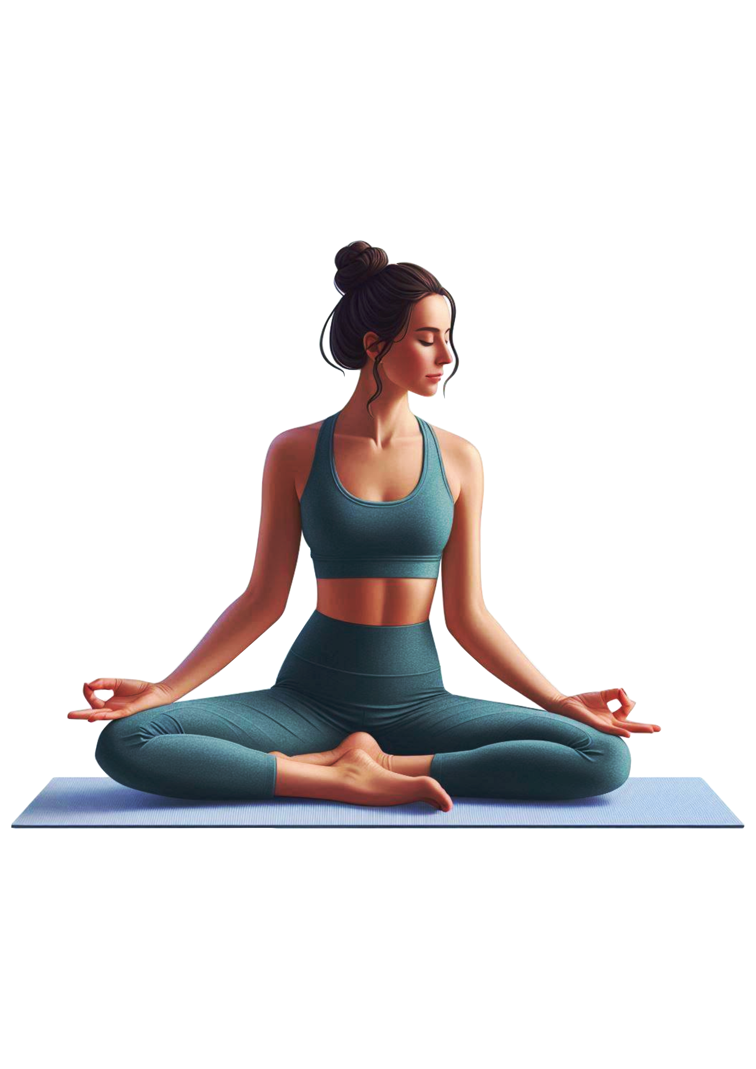 Woman Practicing Relaxing Yoga: PNG Image