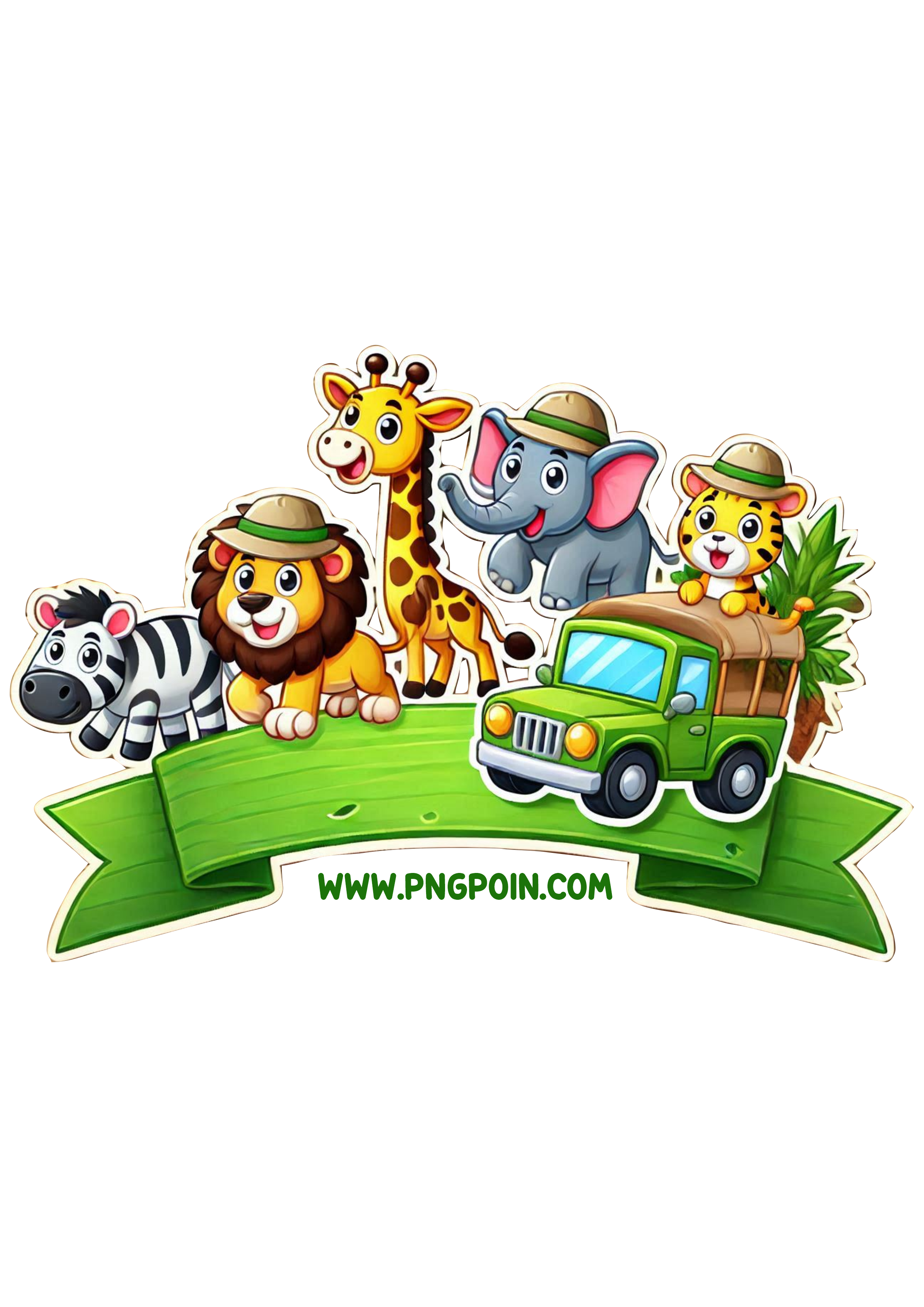 Safari Animal-Themed Banner PNG