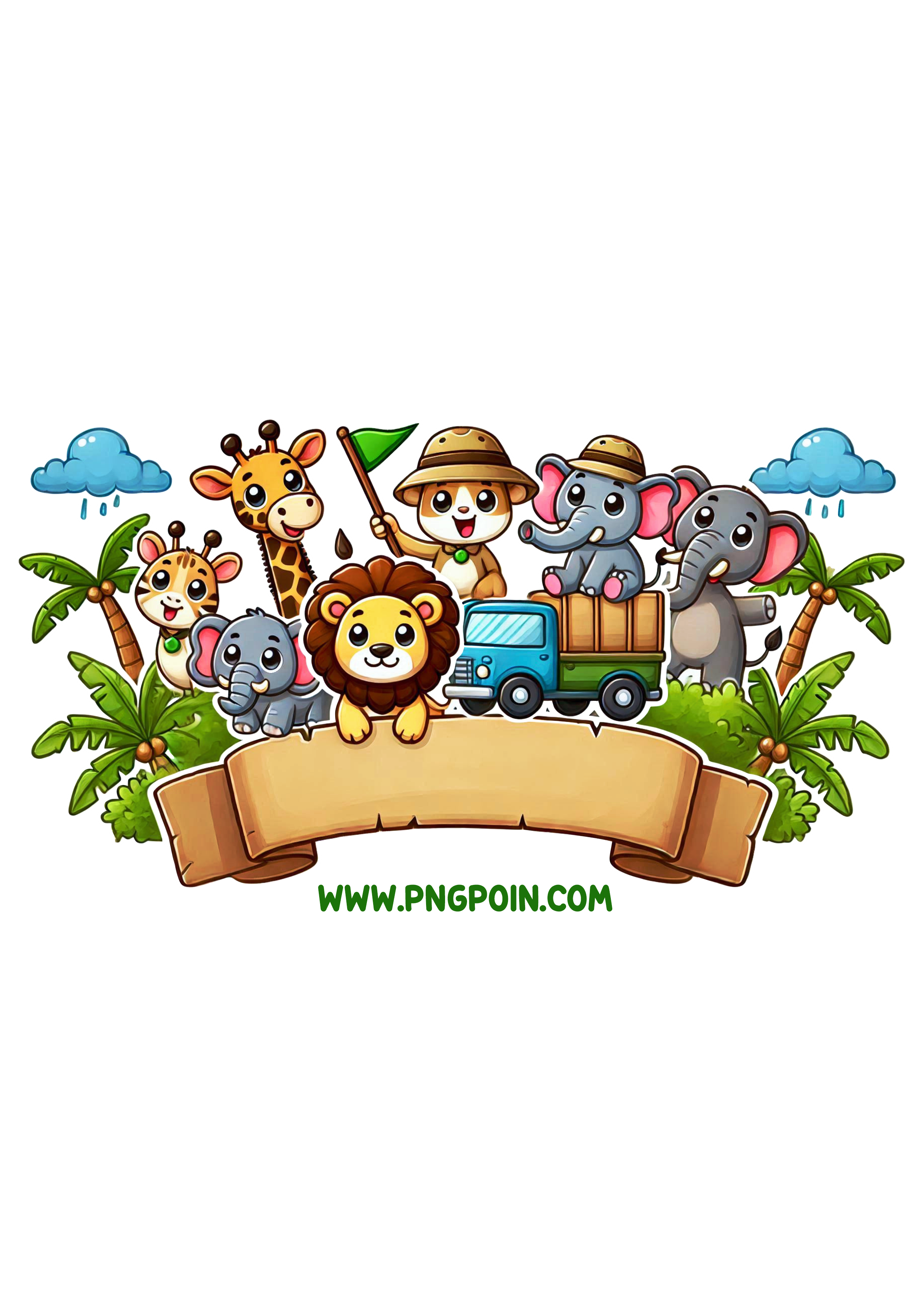 Safari Illustration: Perfect for Personalized Invitations and Party Decor PNG