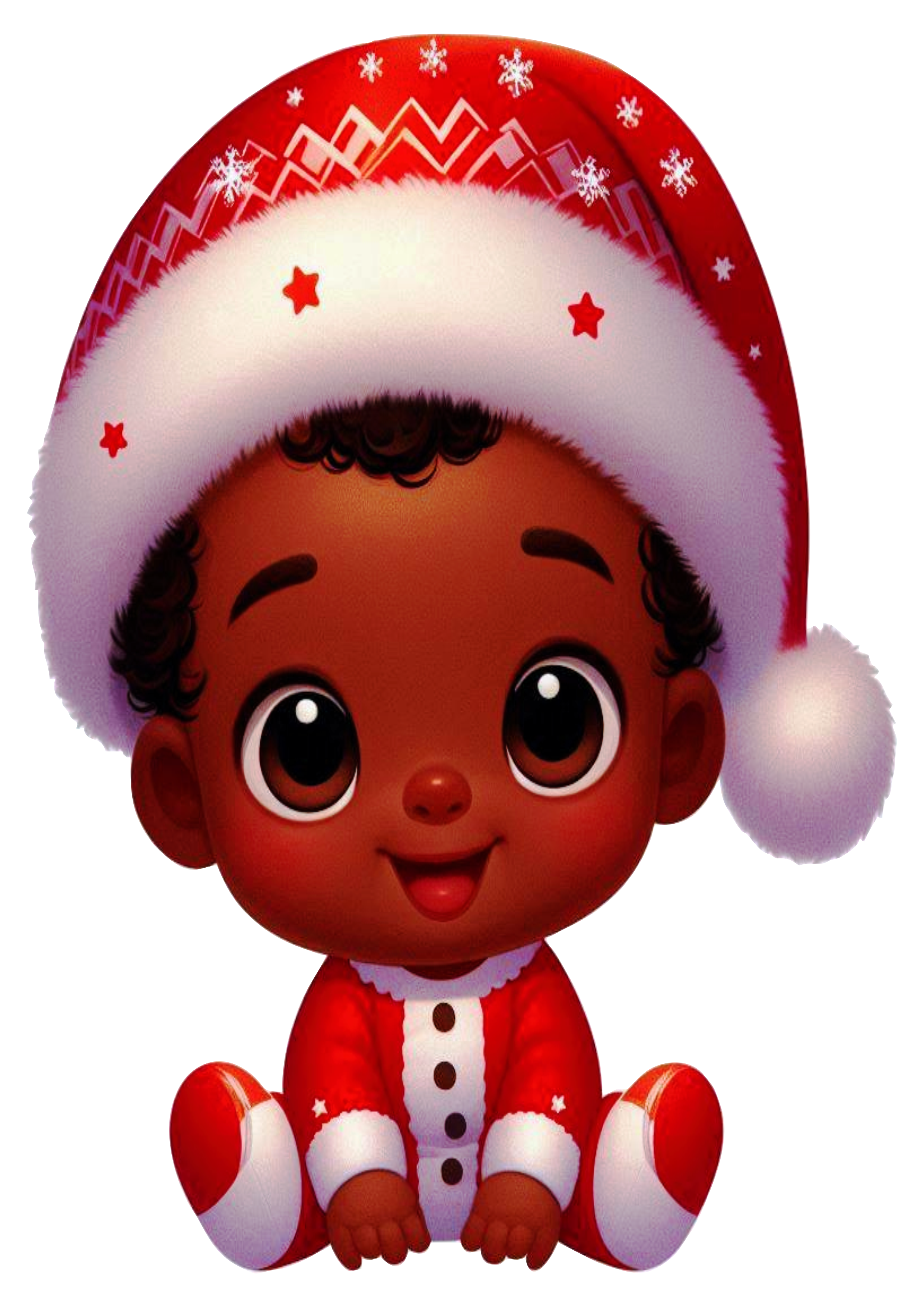 Black Baby in Christmas Outfit Drawing PNG