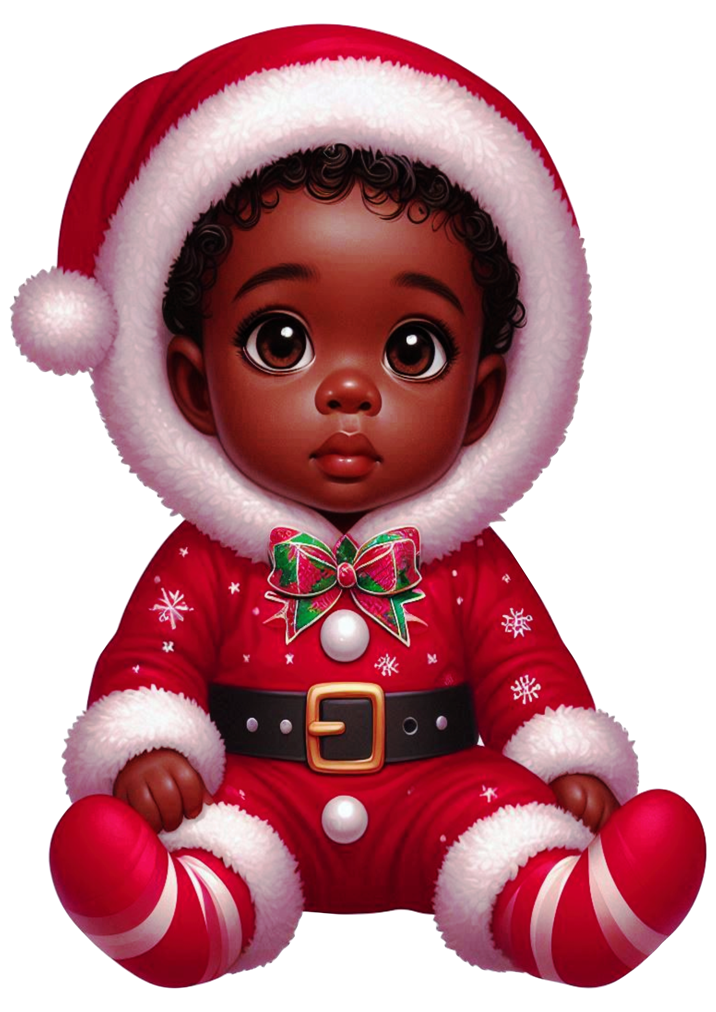 Adorable Black Baby in Holiday Attire PNG