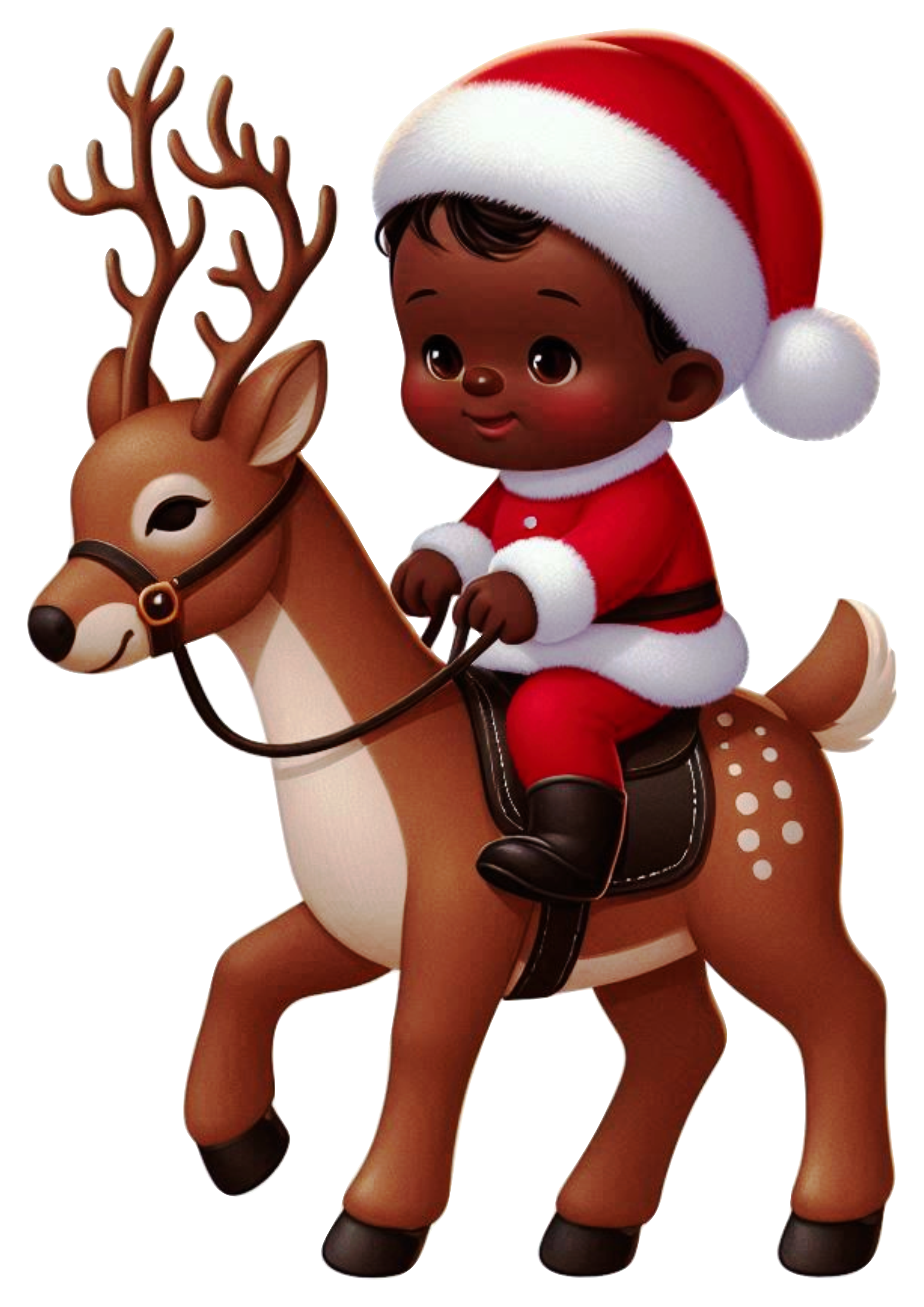 Christmas-Themed Black Baby Illustration reindeer: Download Transparent PNG