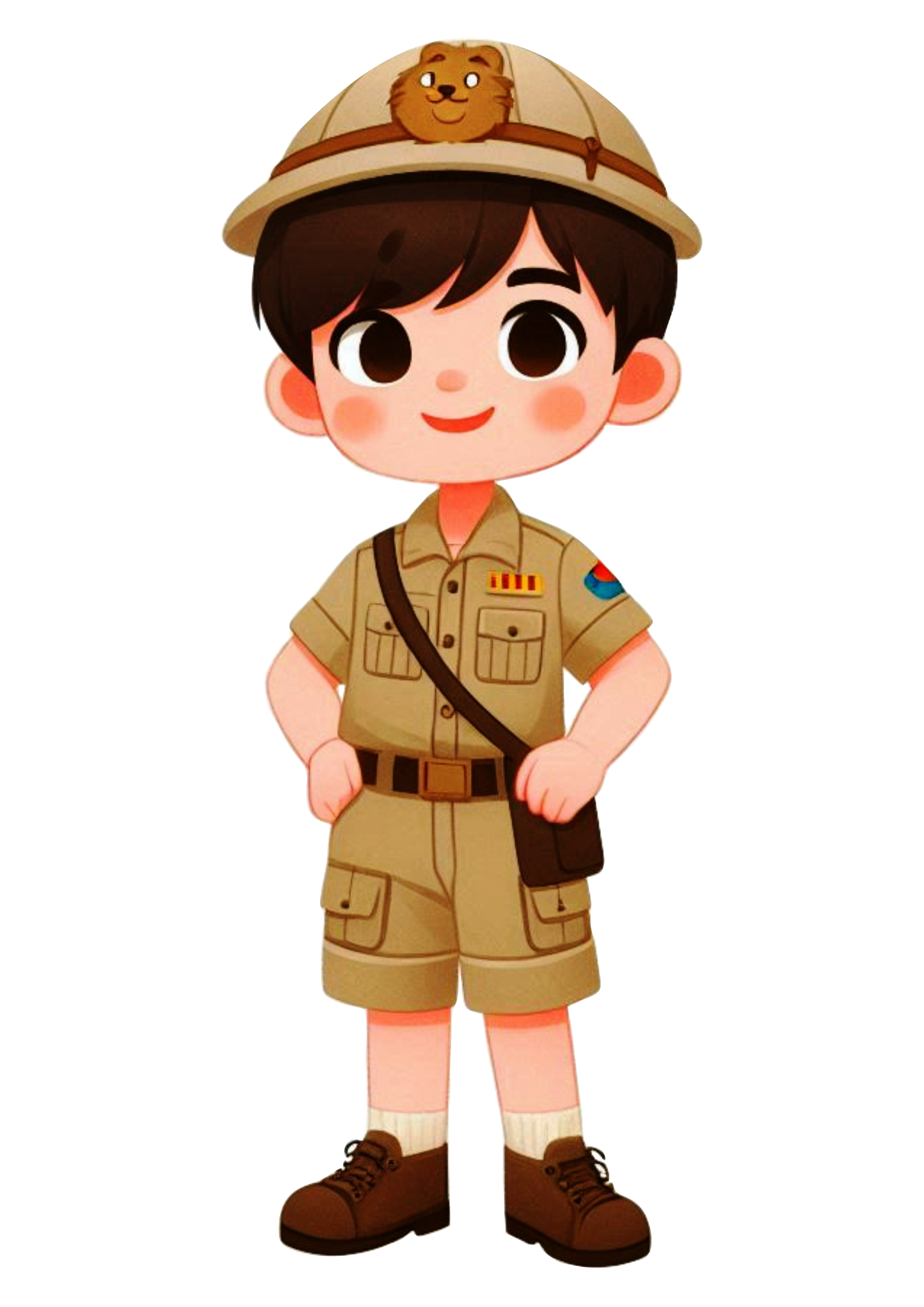 Drawing of Explorer Boy in Safari Outfit – Transparent PNG Image