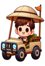 boy driving car animal safari1