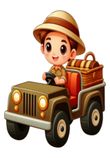 boy driving car animal safari2