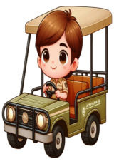 boy driving car animal safari3