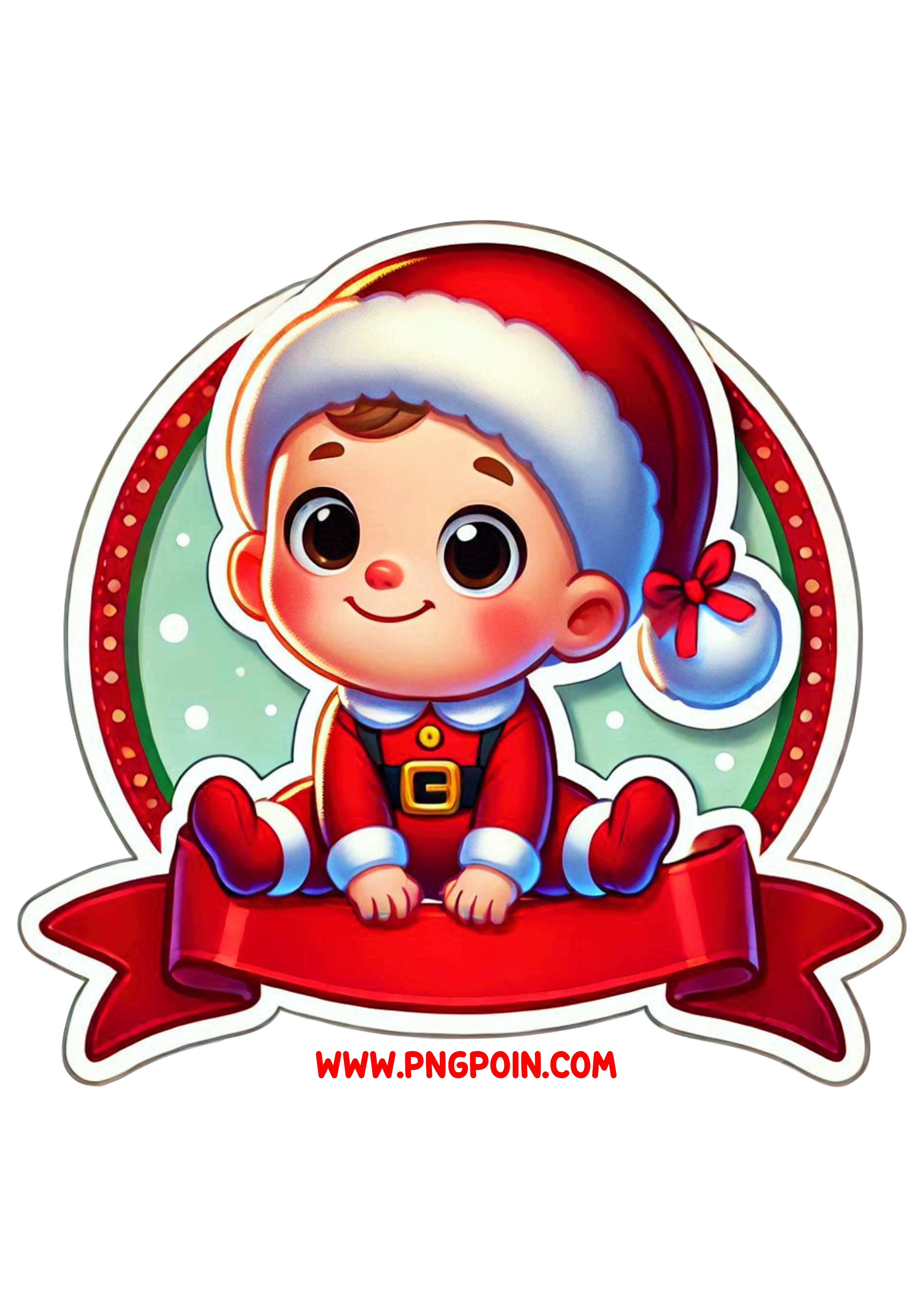 Baby Image with ‘Merry Christmas’ Banner for Parties and Graphic Design PNG