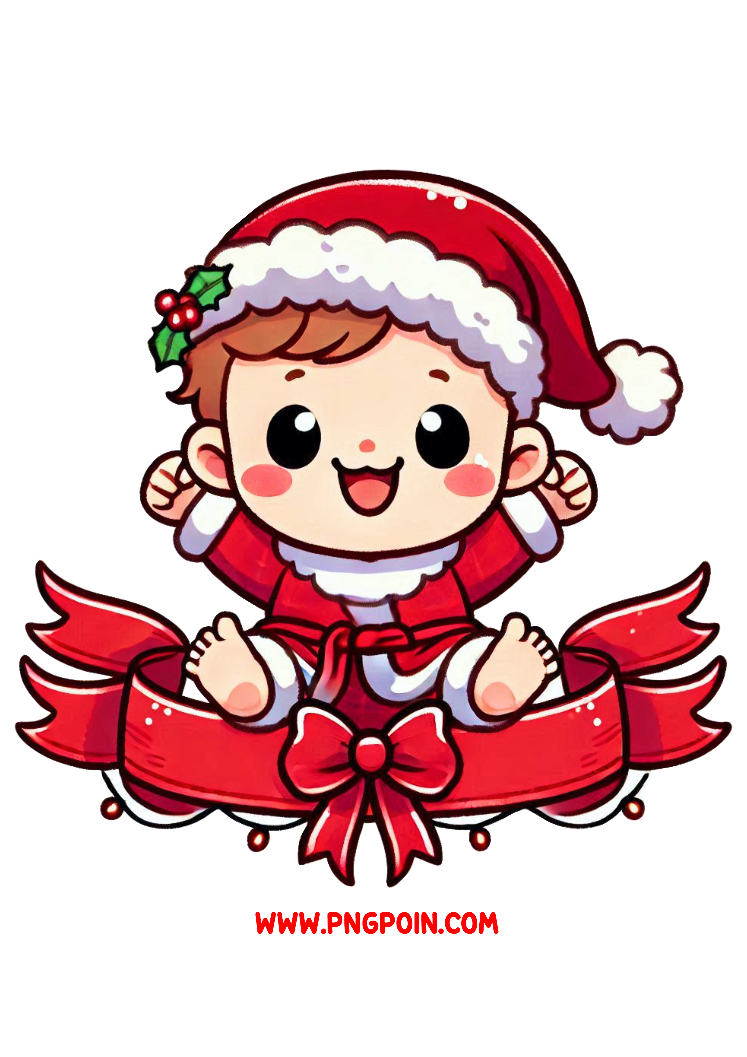 Christmas Cake Toppers and Stickers: Baby with ‘Merry Christmas’ Banner PNG