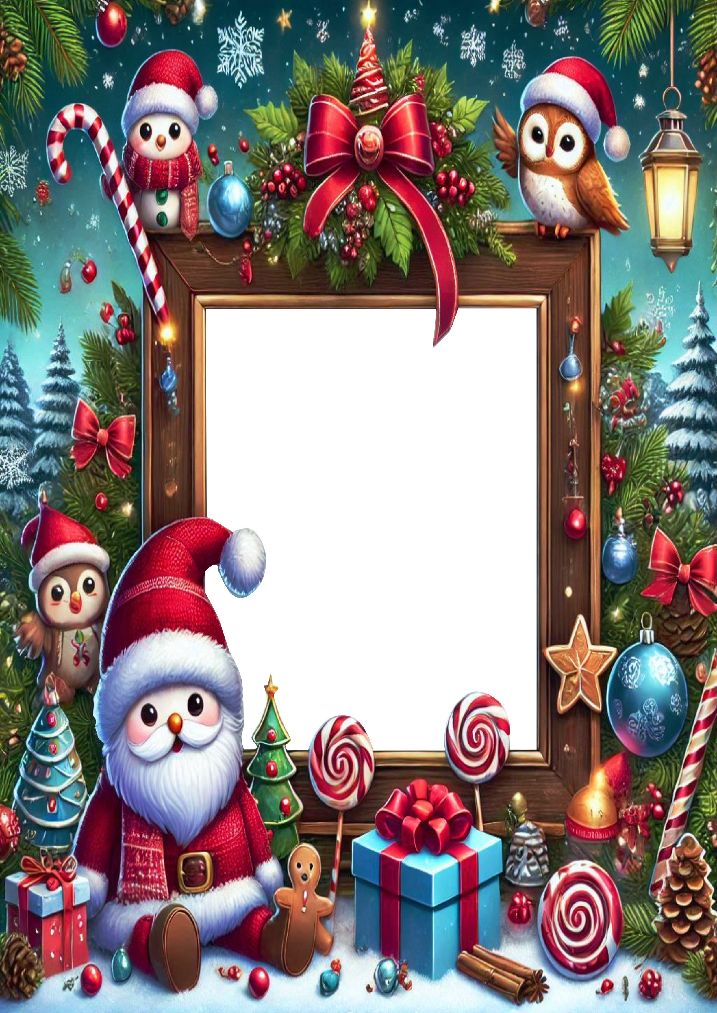 Photo Frame with Christmas Theme – Perfect for Graphic Design PNG