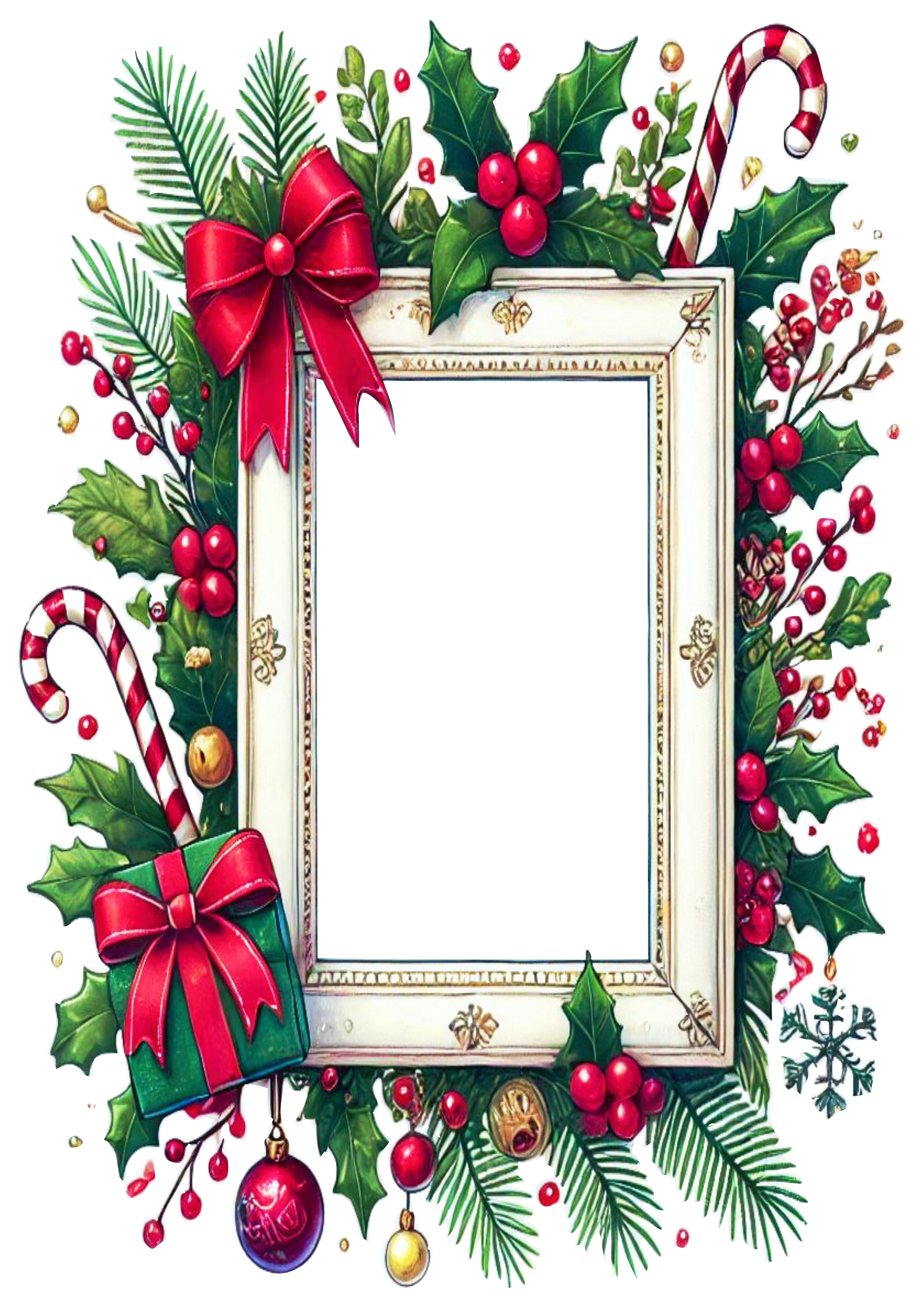 Christmas Photo Frame: Customizable Design in PNG