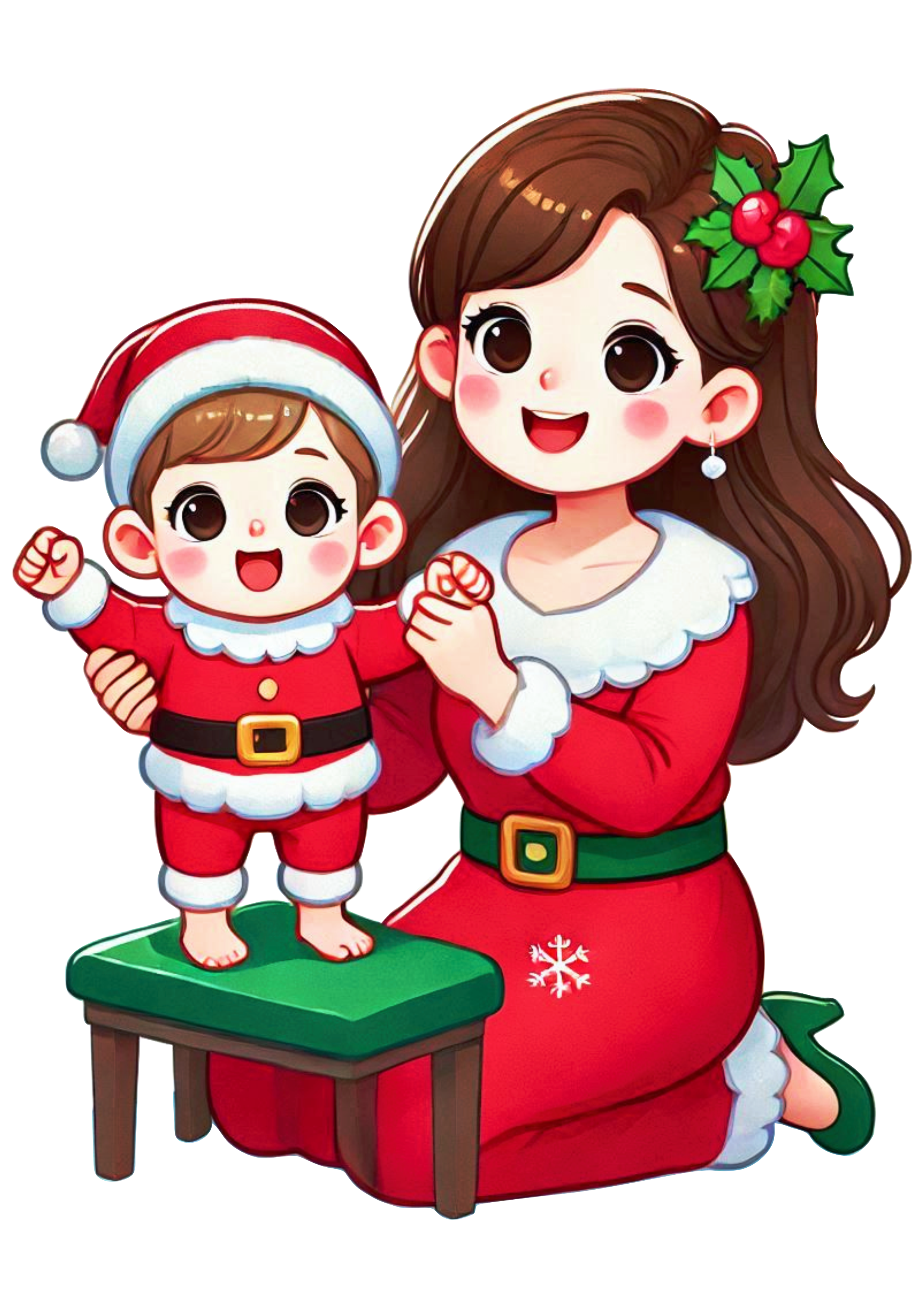 Festive Mother and Child PNG