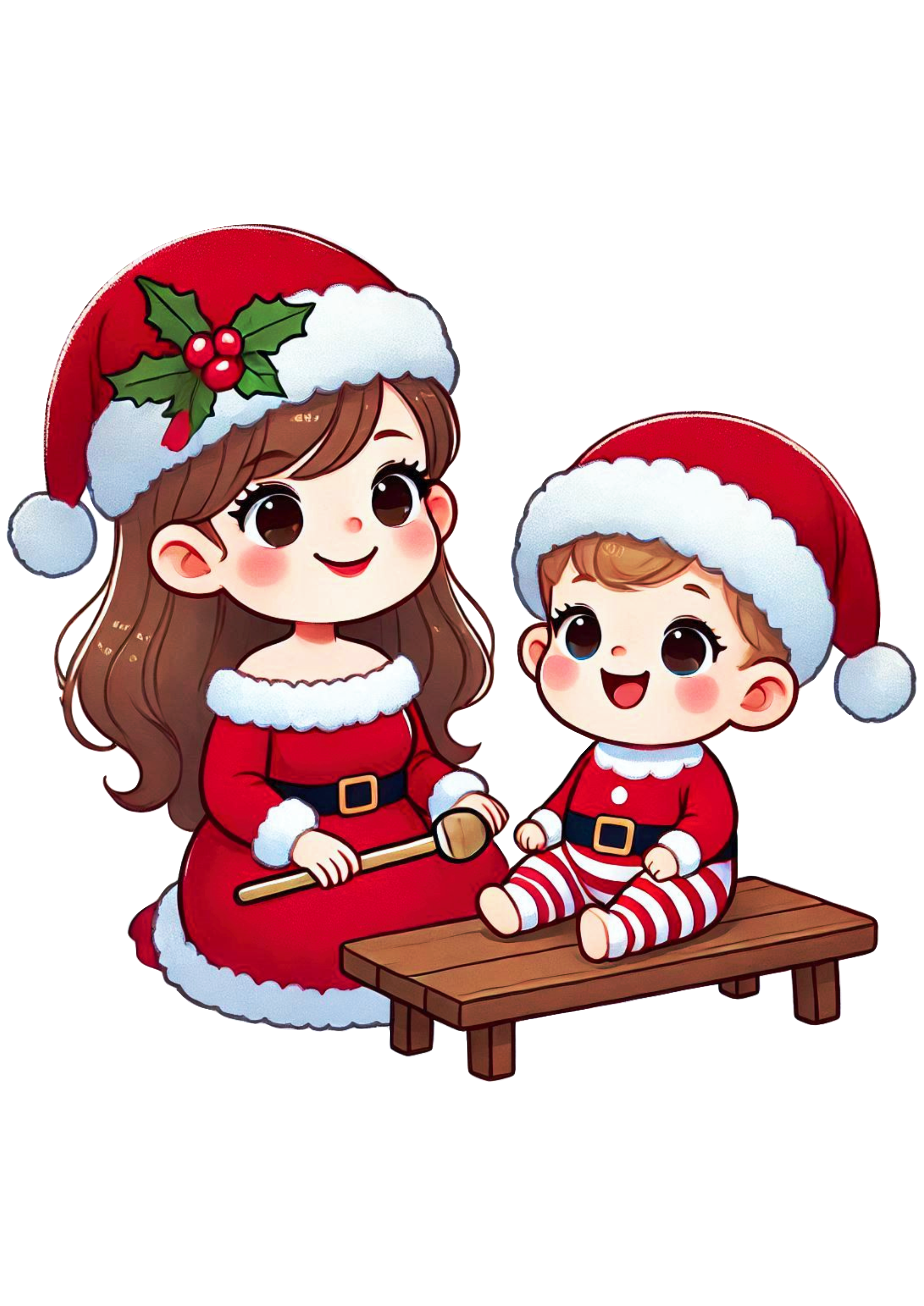 Christmas Mother and Child Drawing – Add Magic to Your Designs PNG