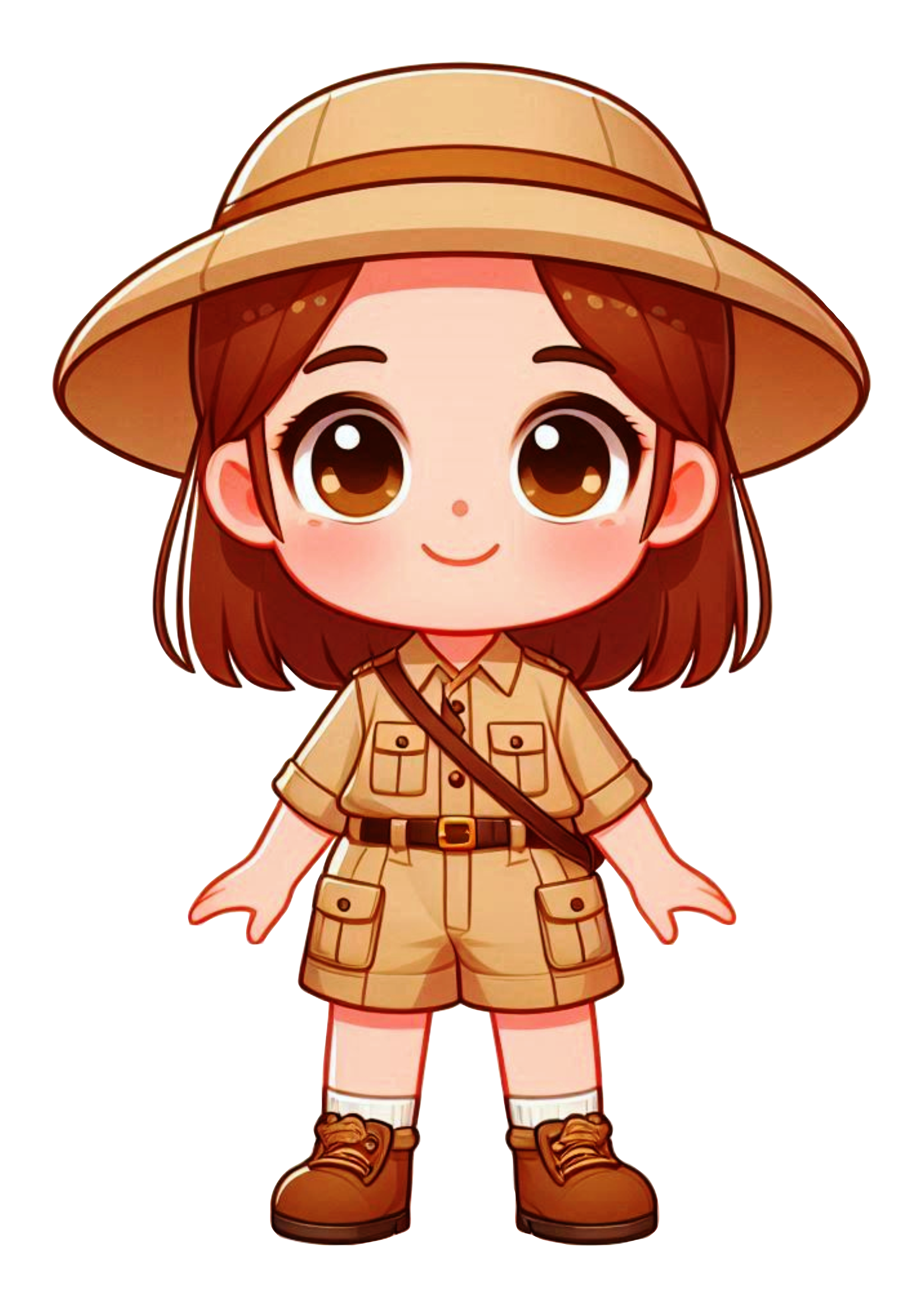 Adventurous Girl Drawing: Safari Style for Decorations PNG