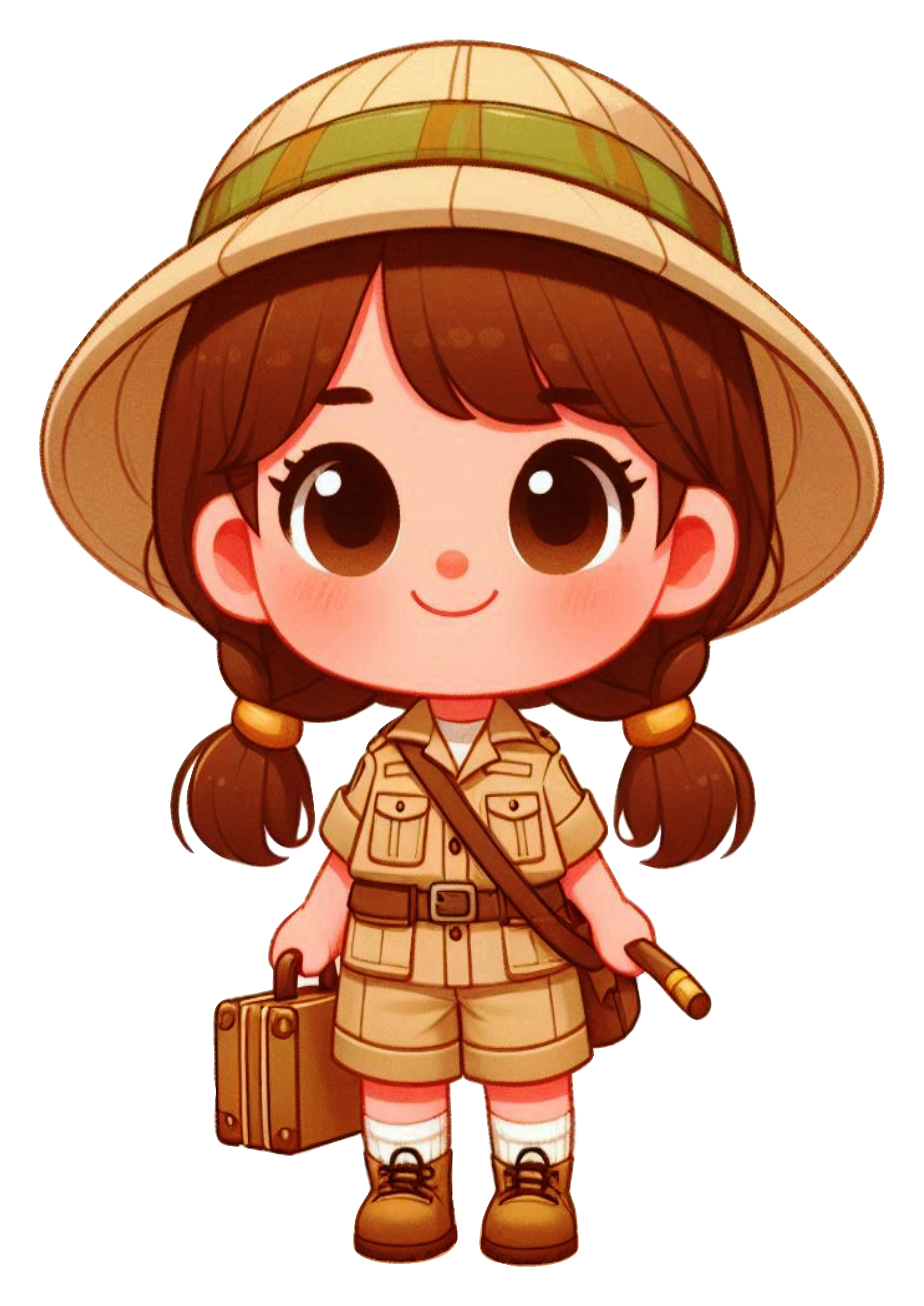 Explorer Girl Illustration: Safari Theme for Customization PNG