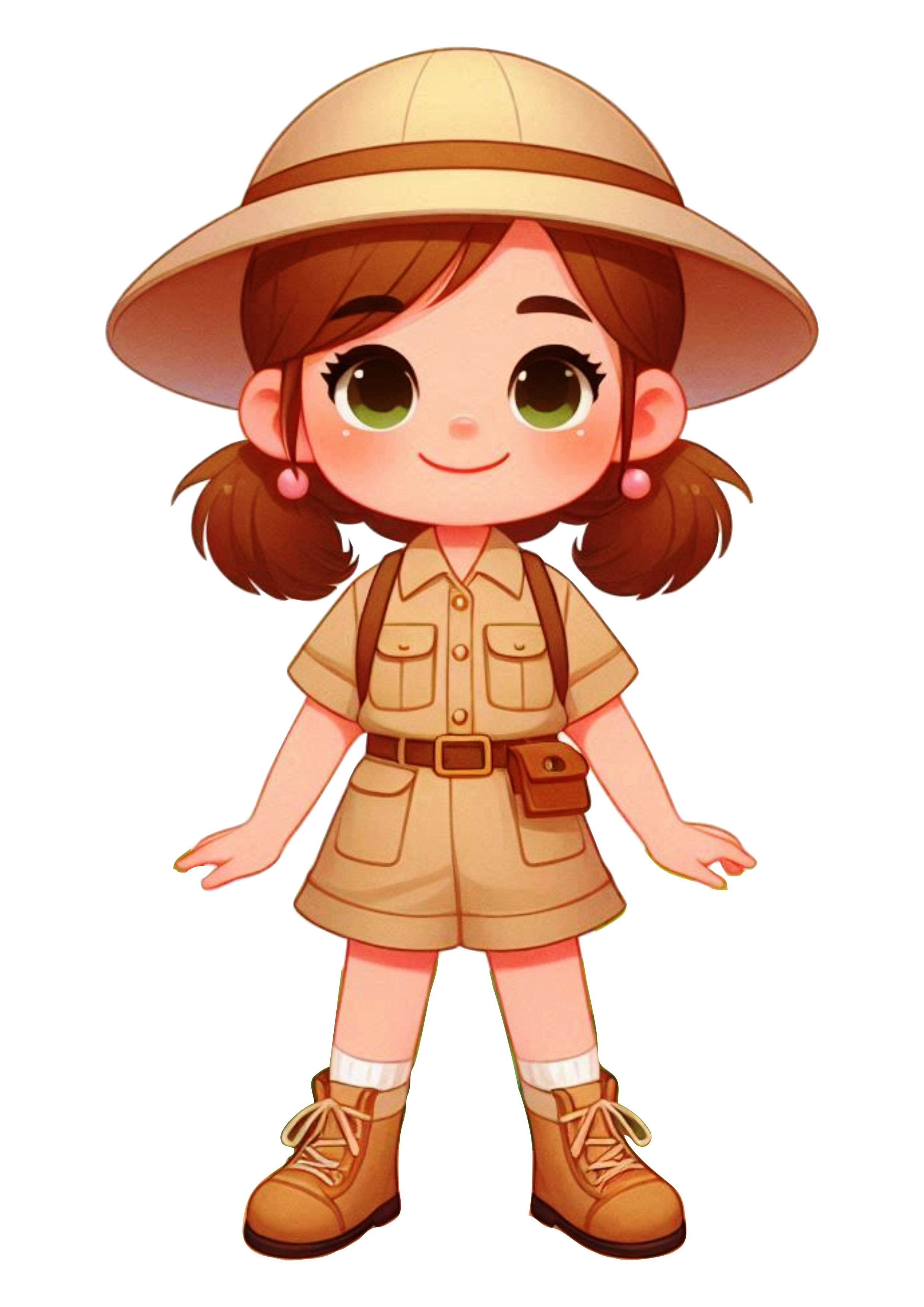 Explorer Girl Illustration: Safari Theme for Customization PNG