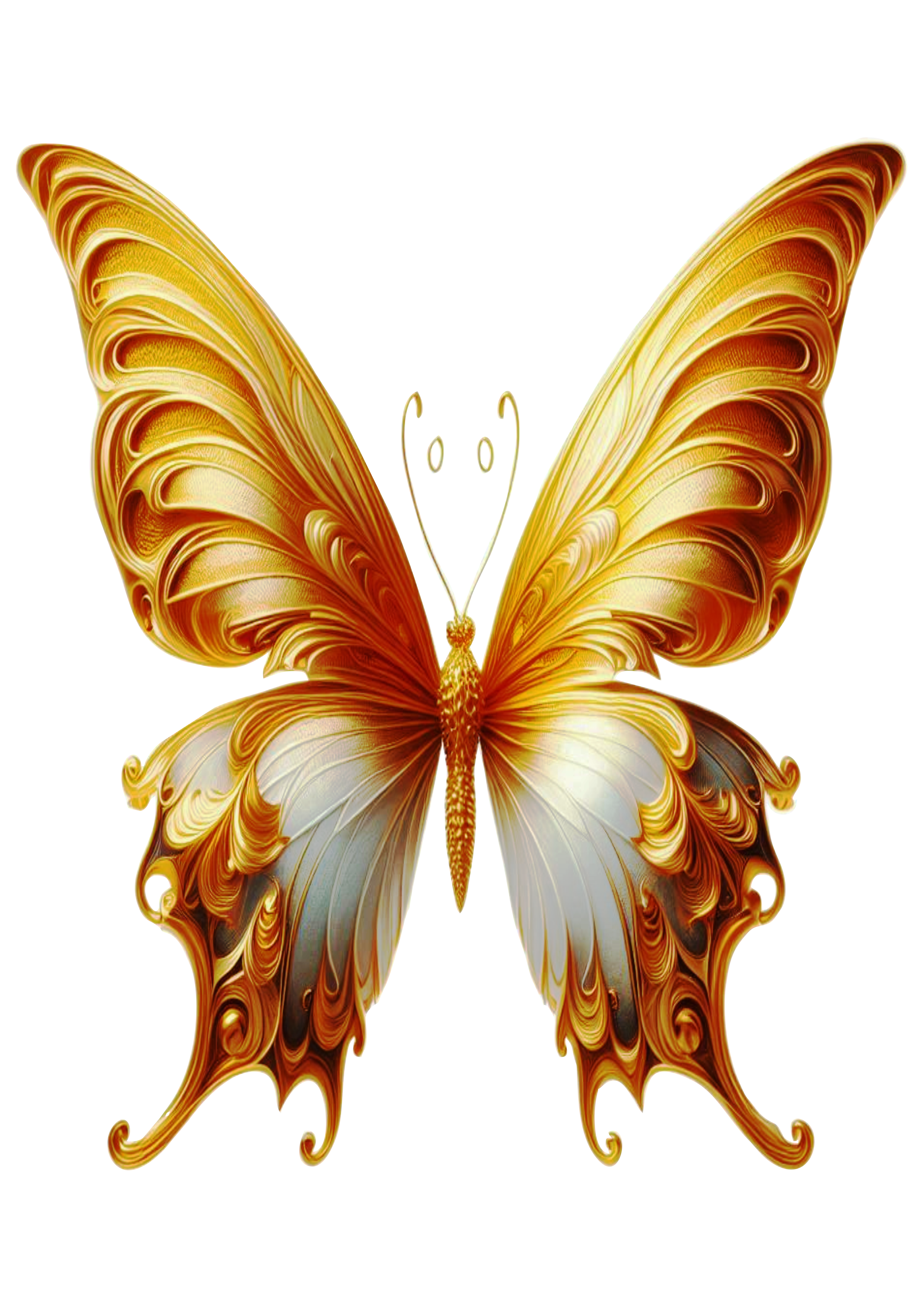 Golden Butterfly PNG: Transparent Background Image for Decorations