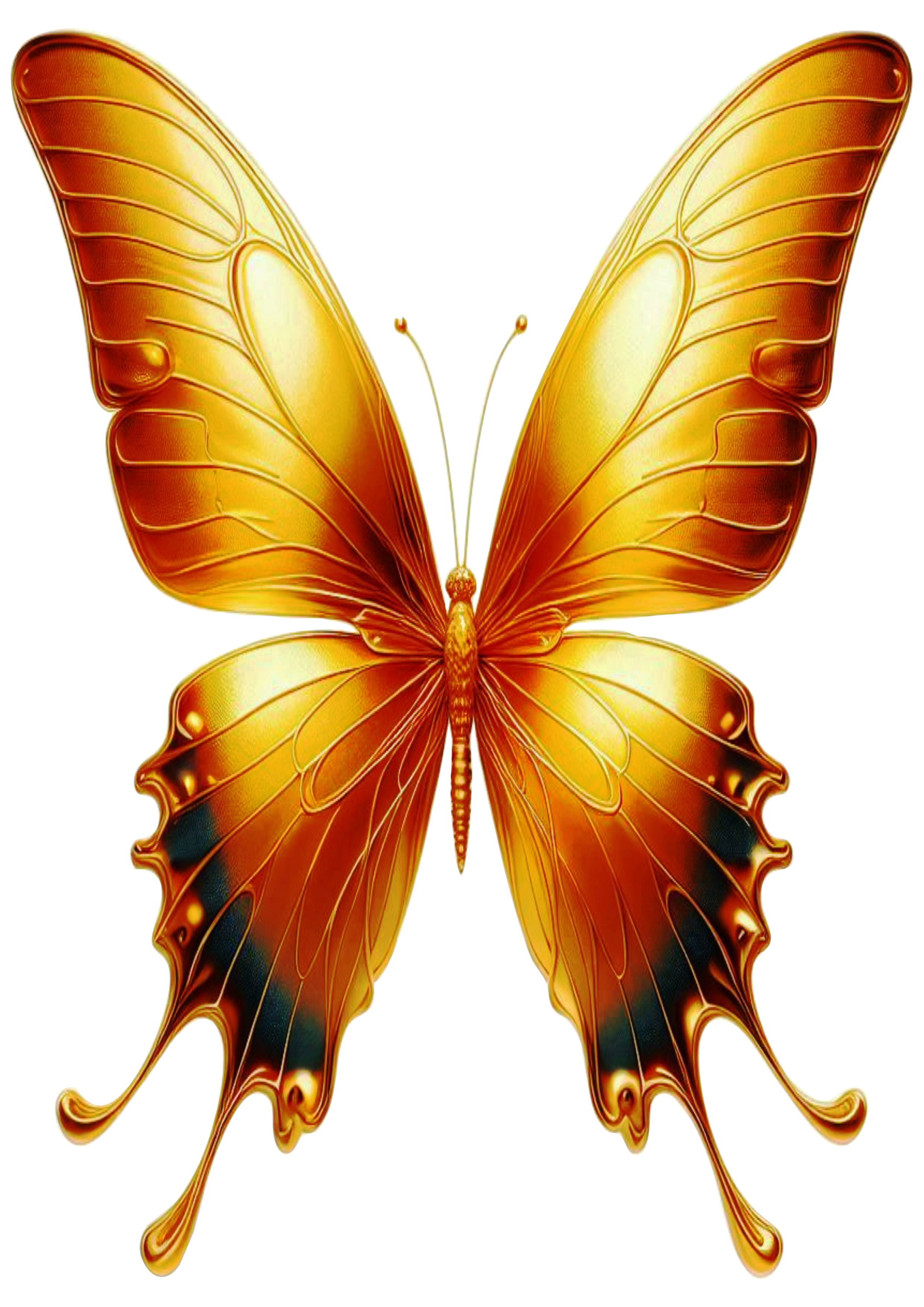 Golden Butterfly Image in PNG