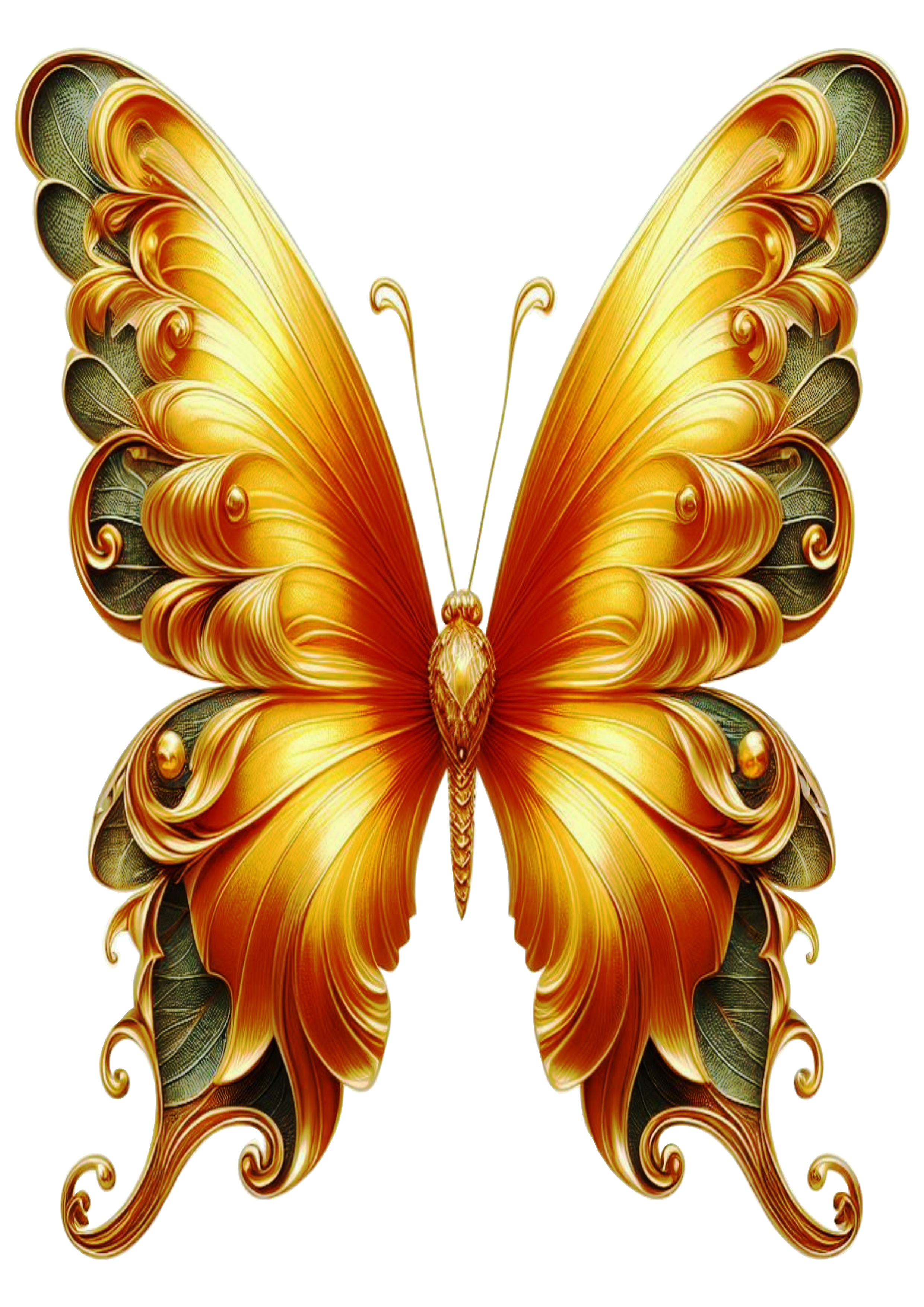 Golden Butterfly Image in PNG: Perfect for Elegant Graphic Projects