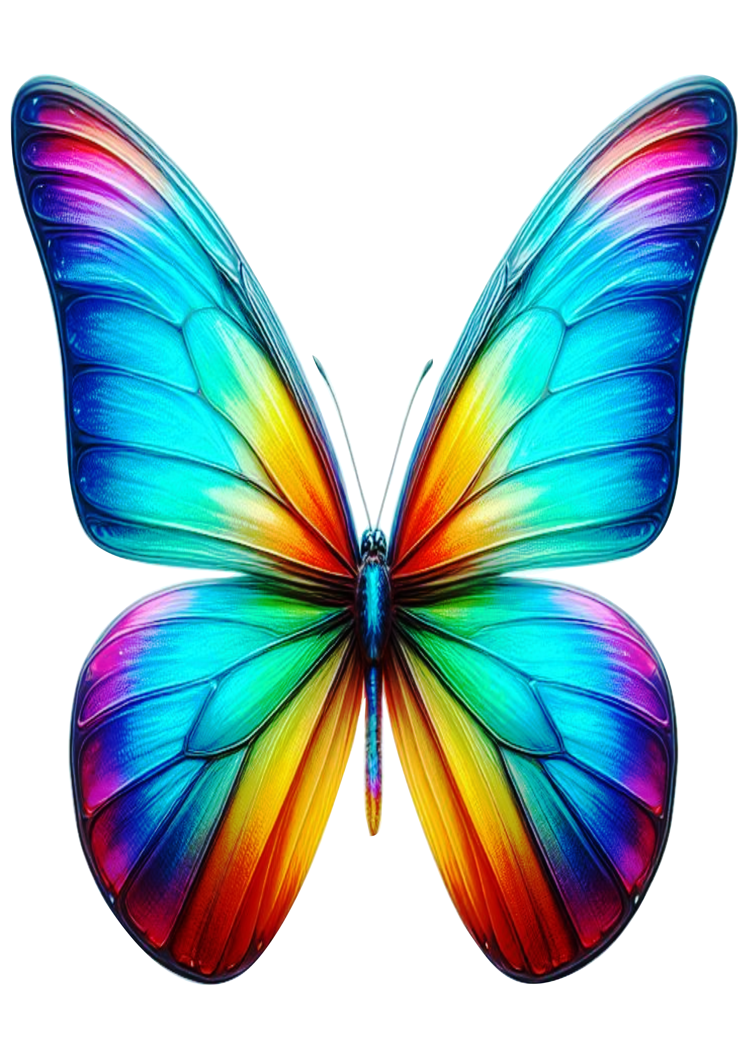 Rainbow-Colored Butterfly PNG