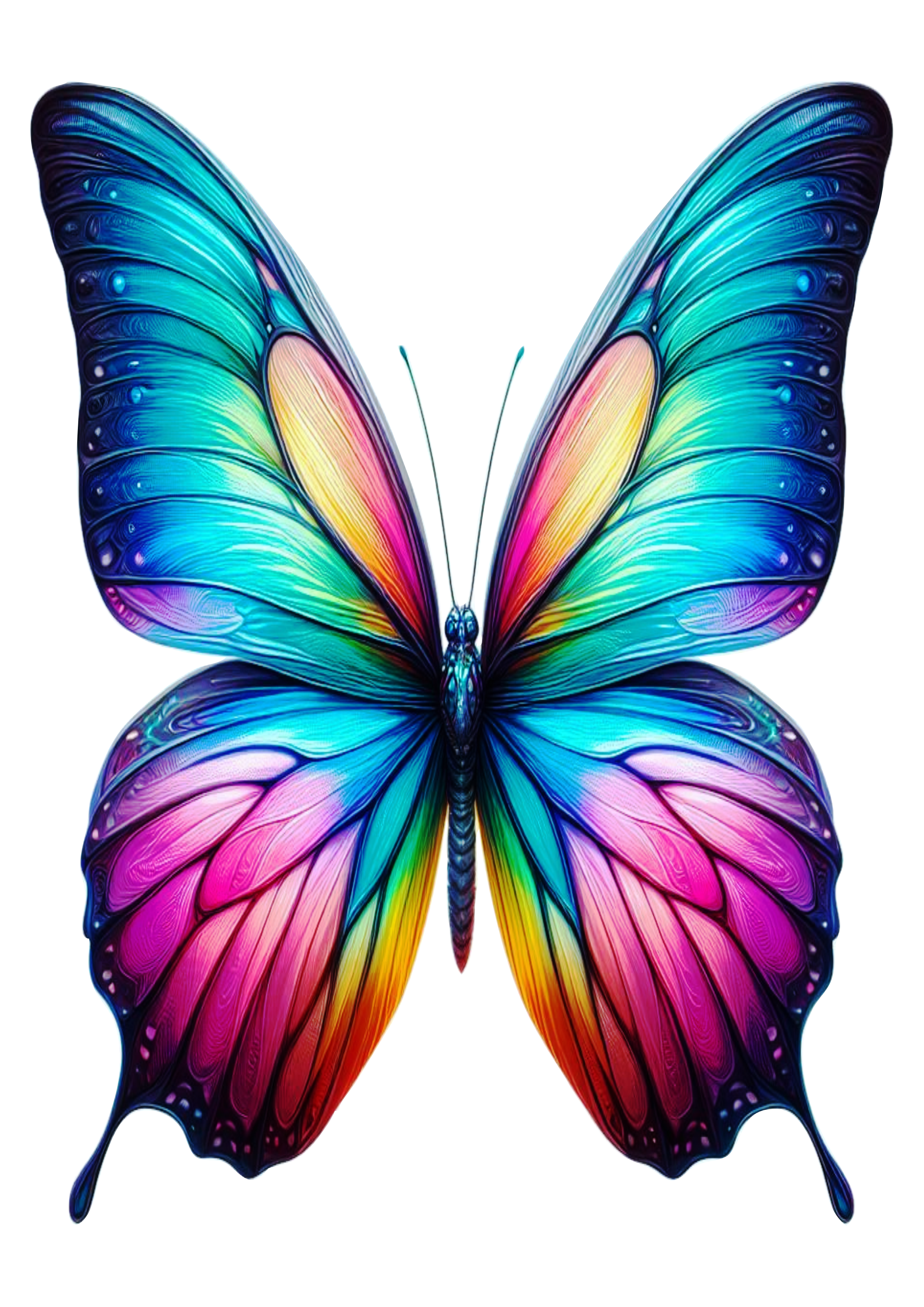 Rainbow-Colored Butterfly PNG: A Touch of Beauty for Your Projects