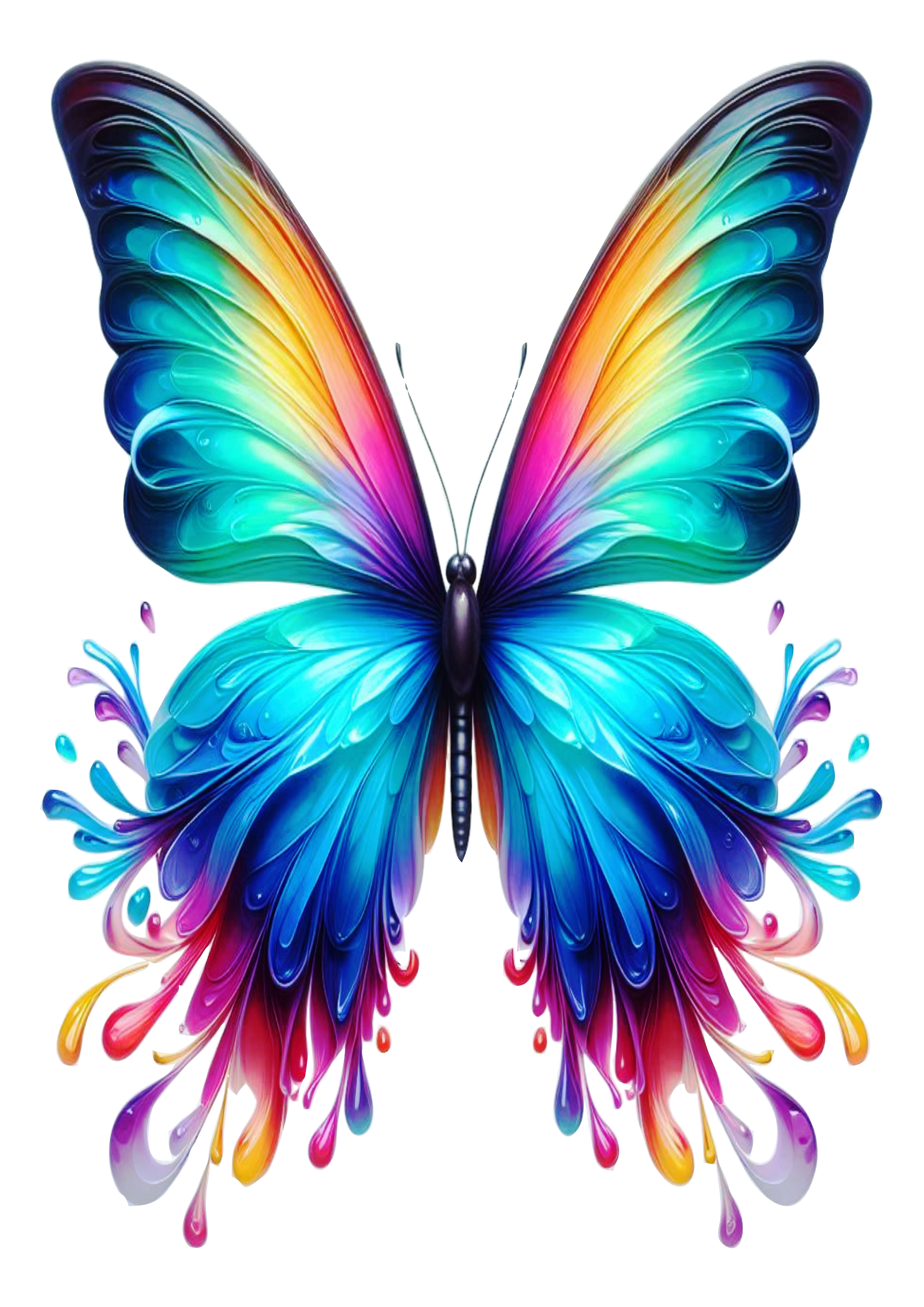 Butterfly Image with Rainbow Colors PNG