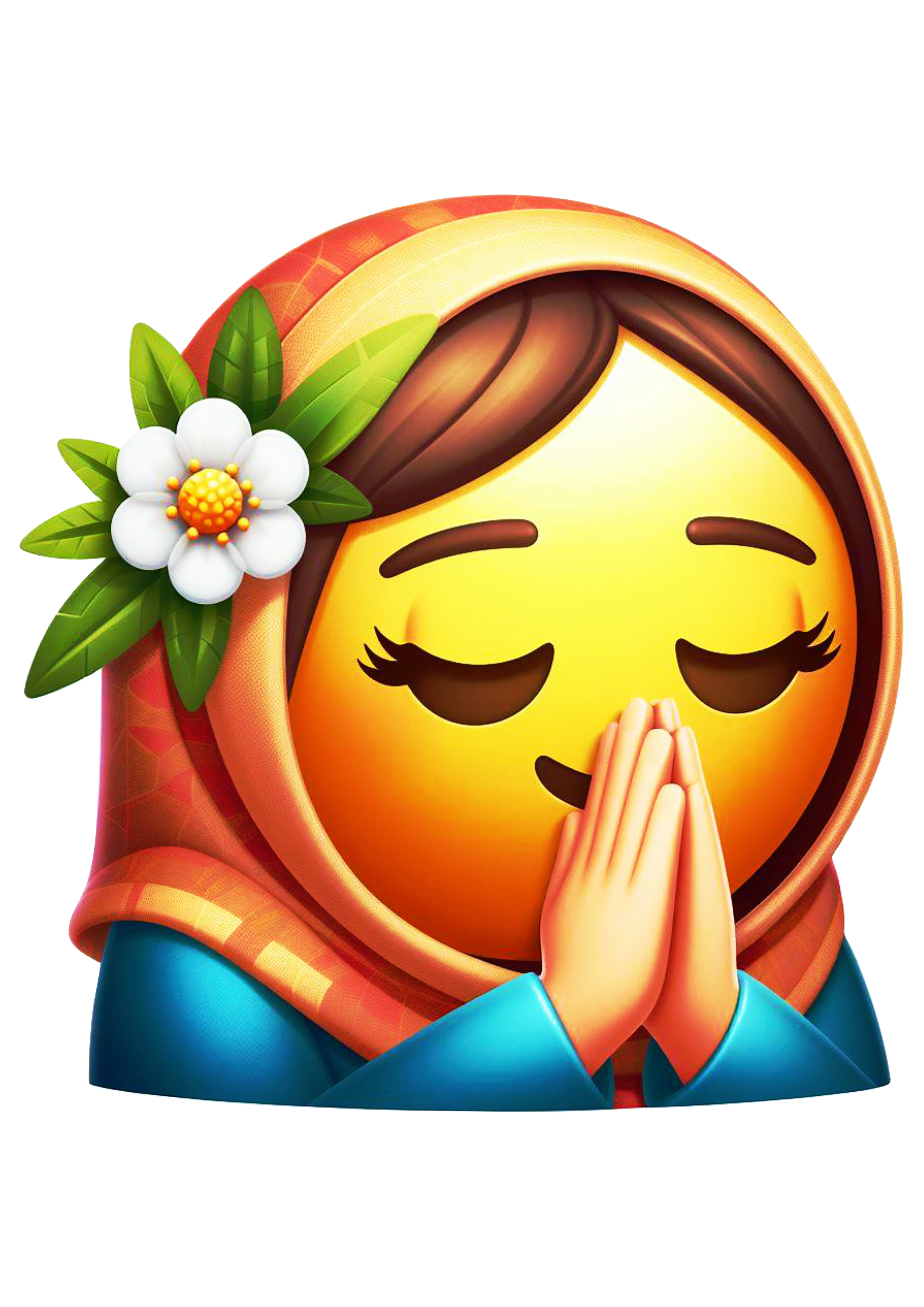 Religious Emoji Illustration: Praying Woman in High Quality PNG