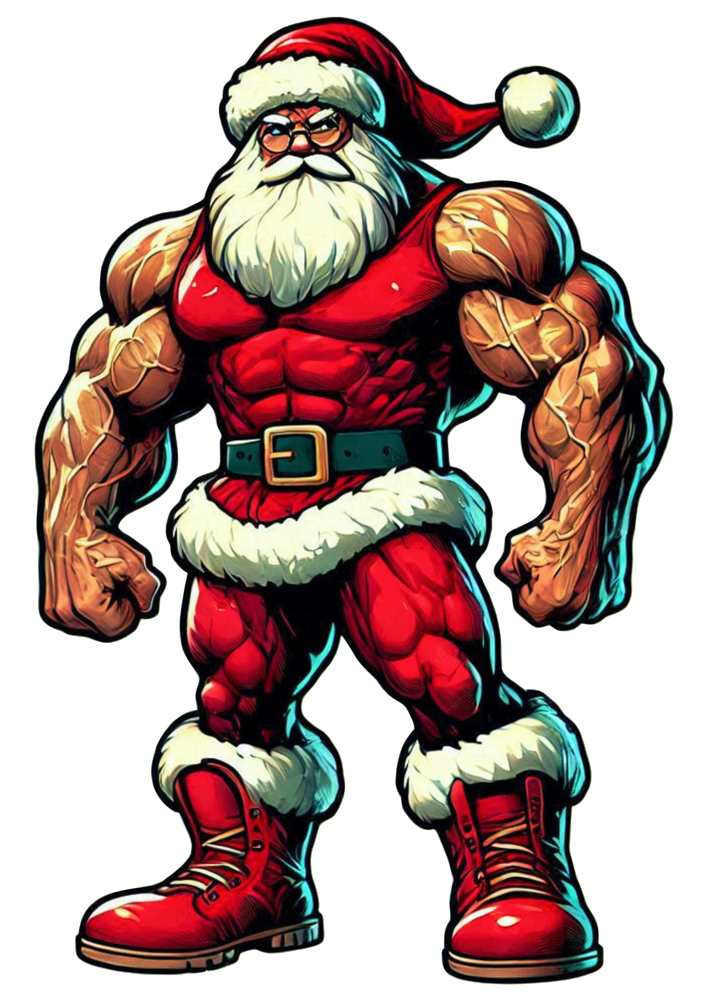 Muscular Santa Drawing: Perfect for Graphic Designs and Festive Projects PNG