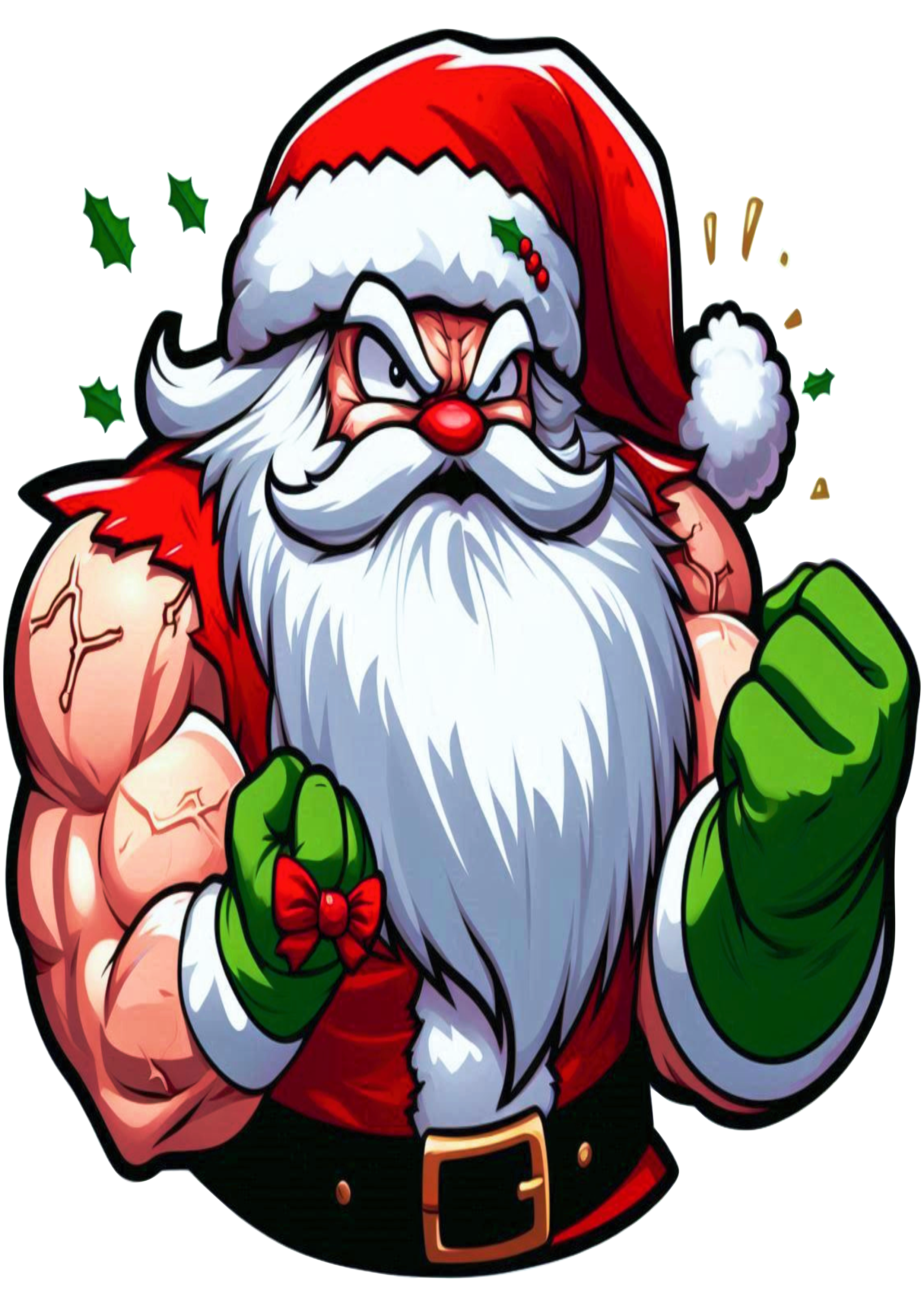 Strong Santa Claus Illustration PNG