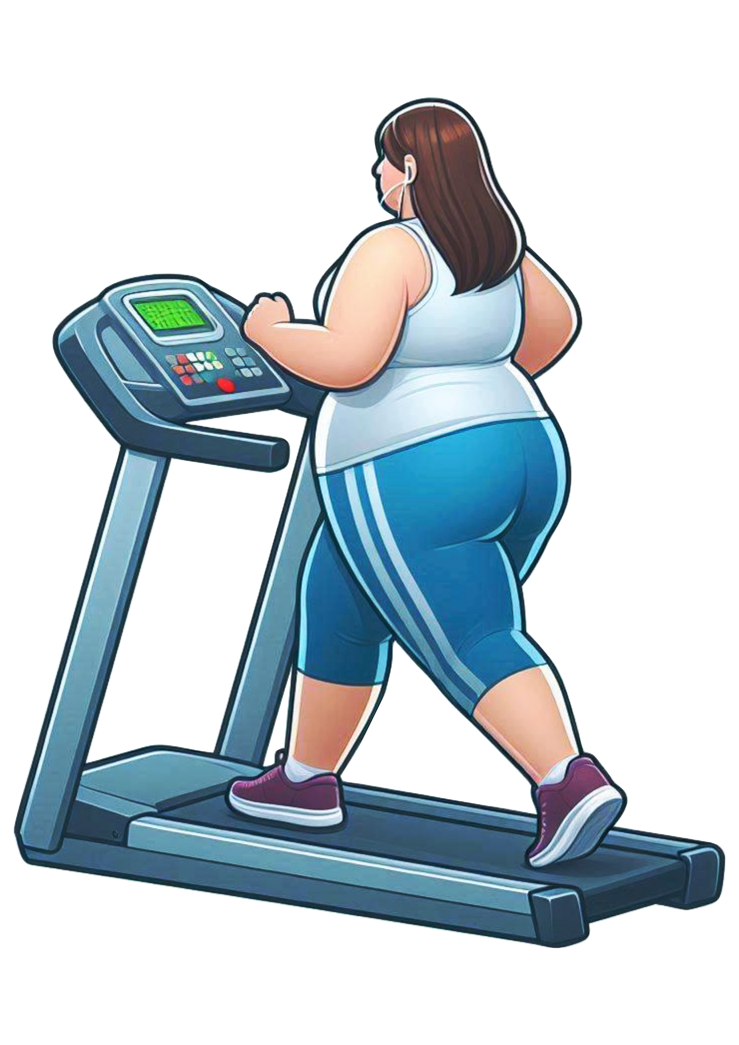 Plus Size Woman on a Treadmill PNG