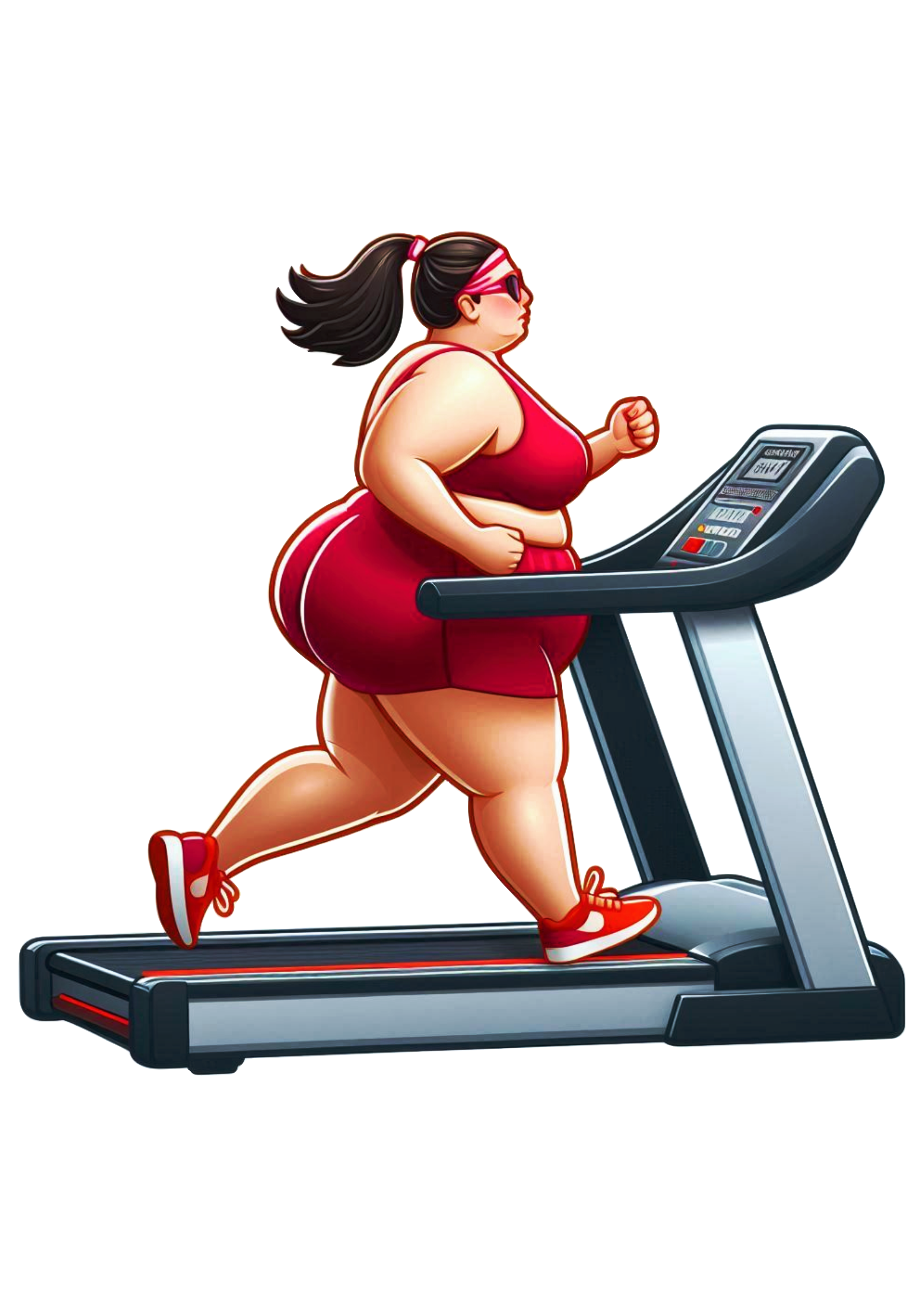 Drawing of Woman on a Treadmill PNG