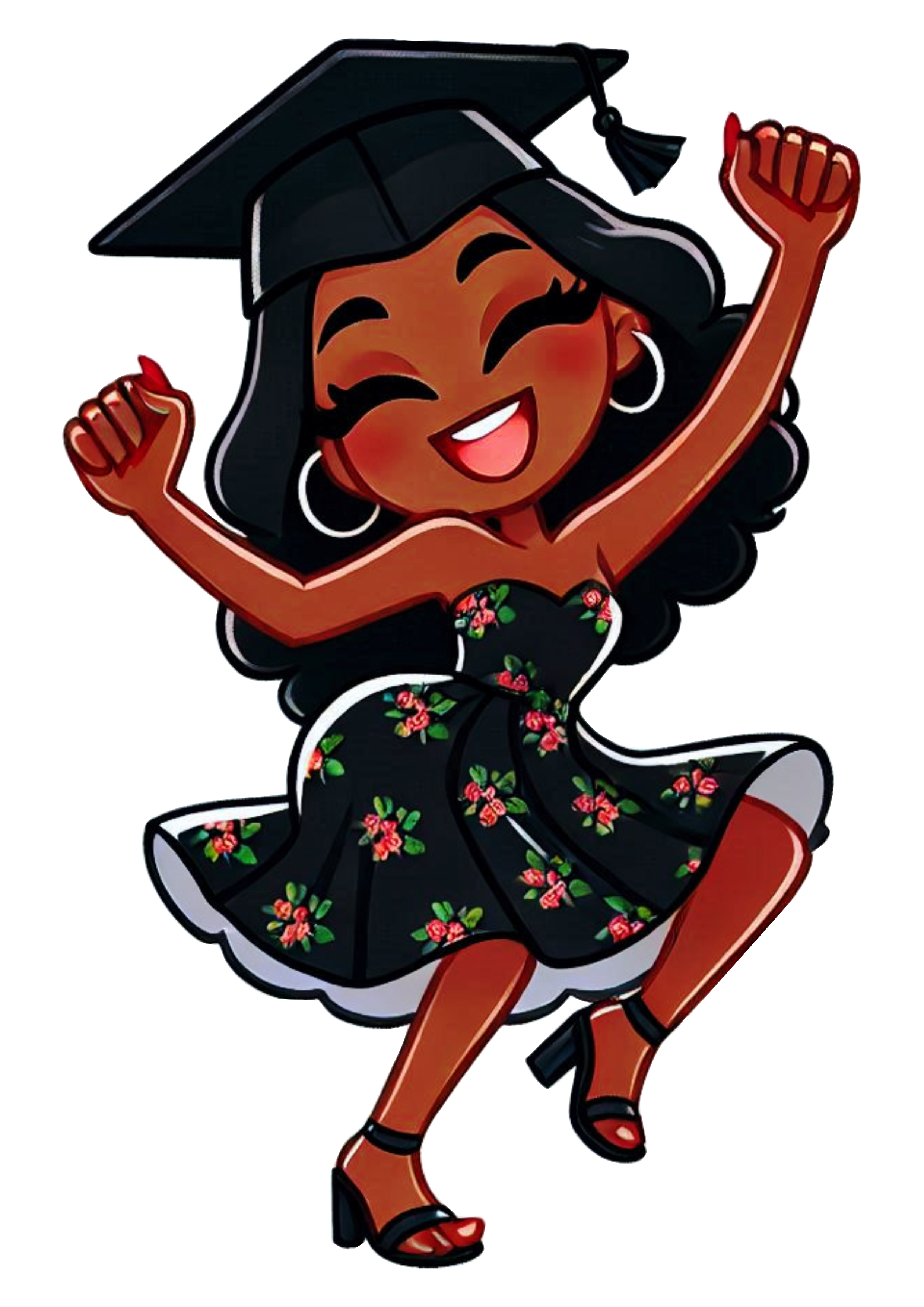 Black Woman Graduate Image Perfect for Invitations and Decorations