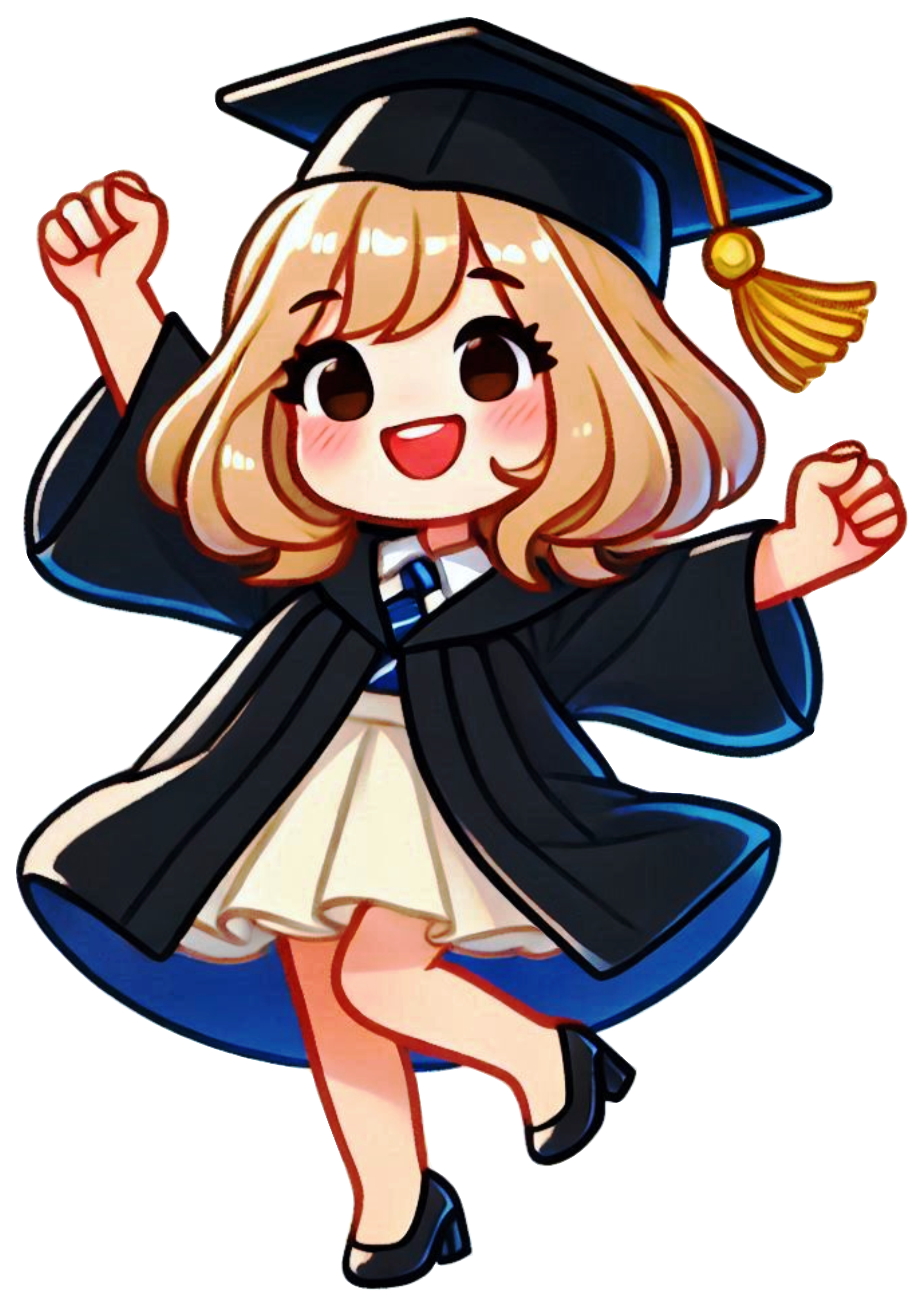 Blonde woman in graduation outfit PNG