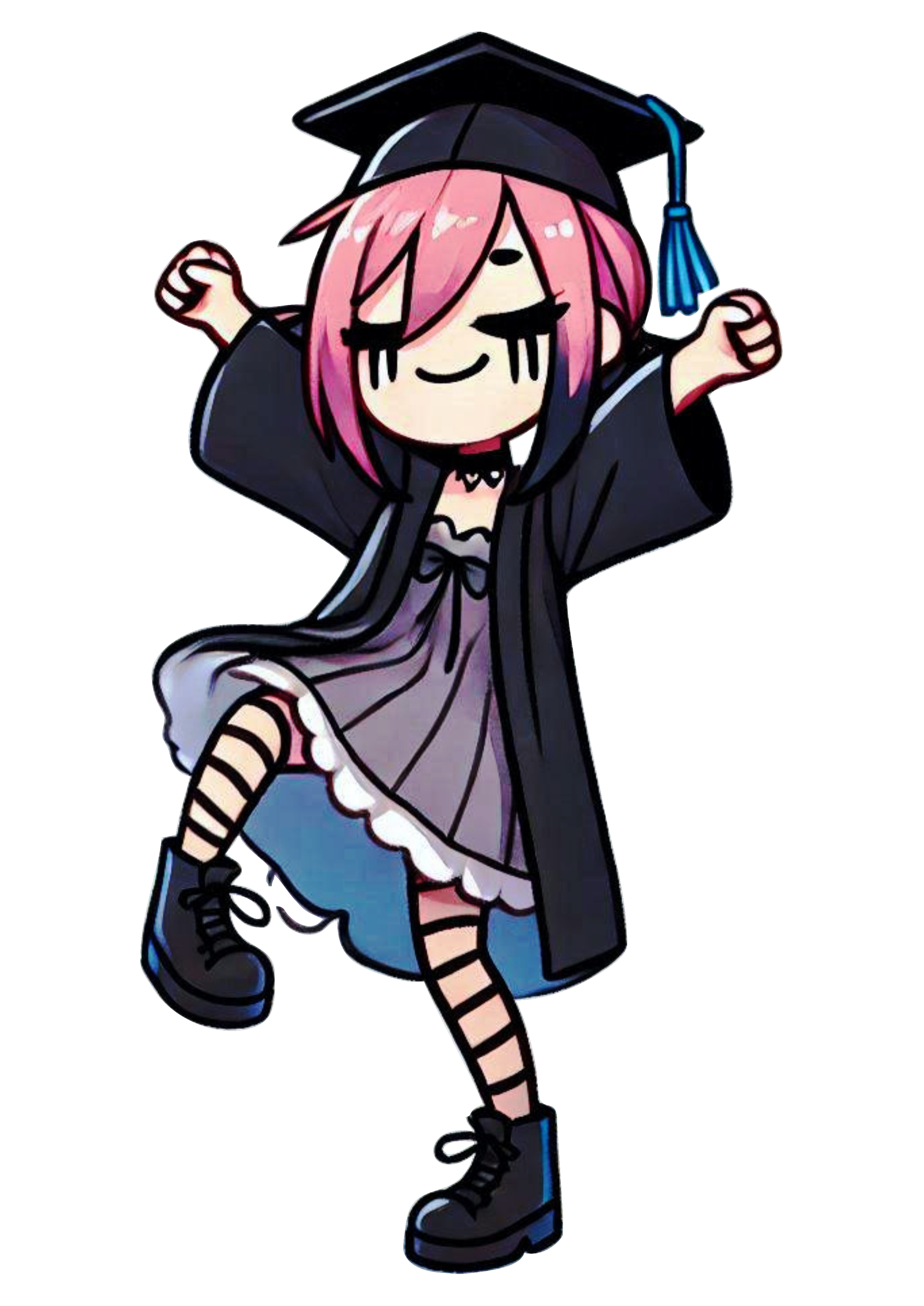 Young girl emo in graduation outfit PNG