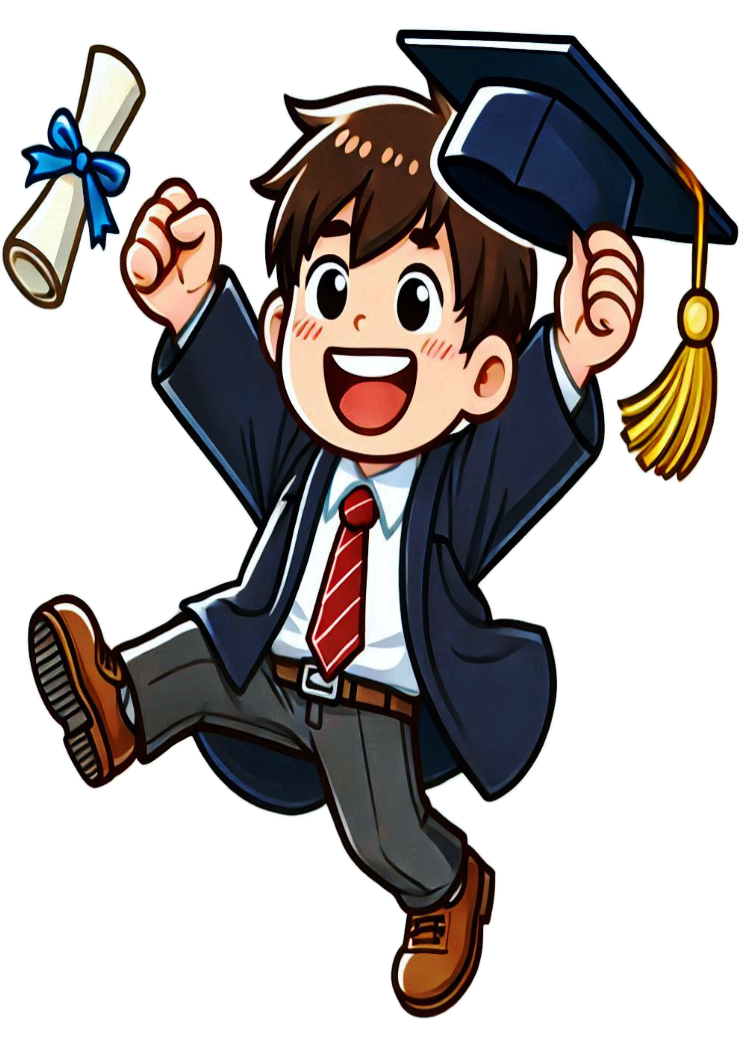 Young man in graduation outfit student PNG