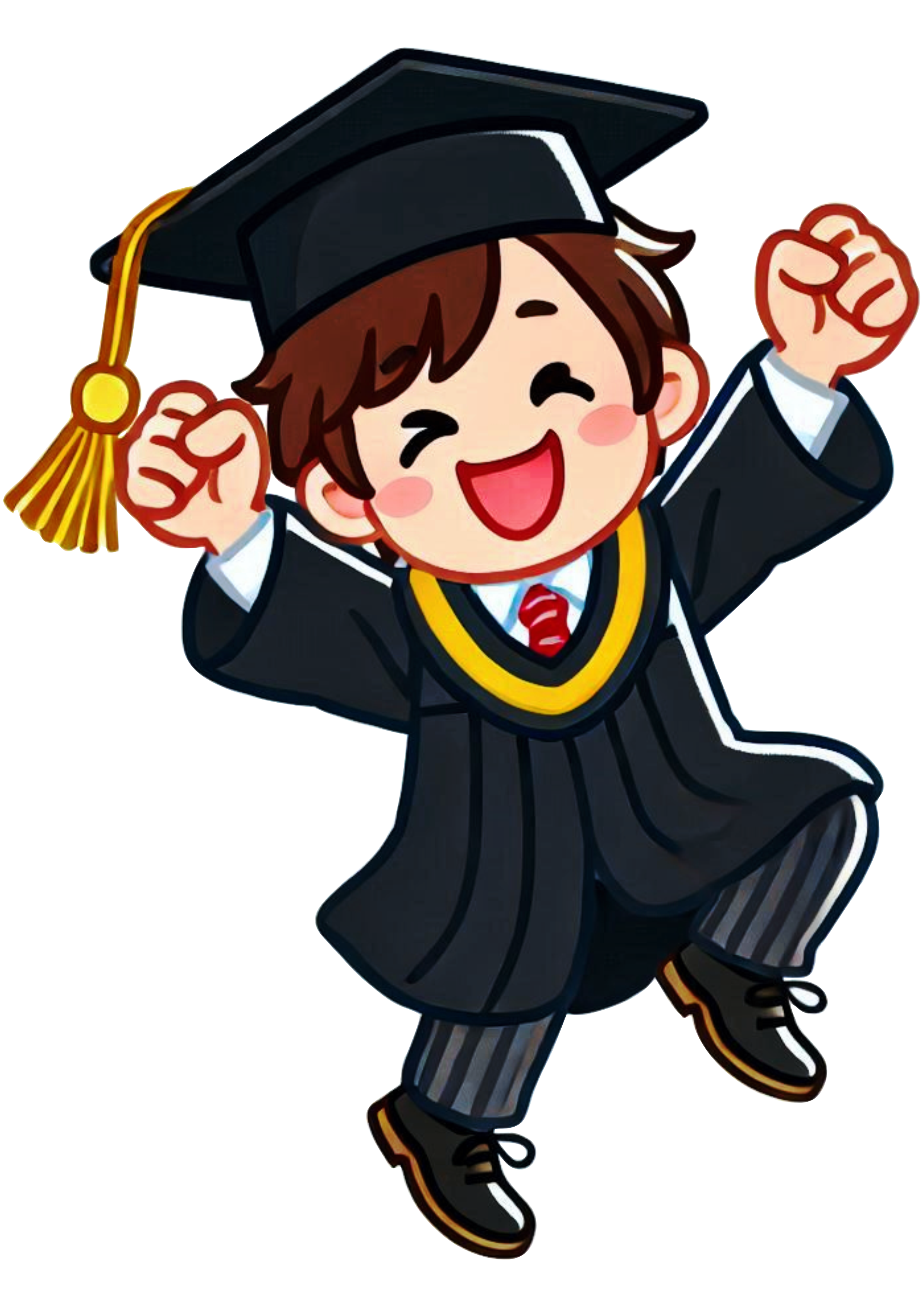 Young man in graduation outfit student simple PNG