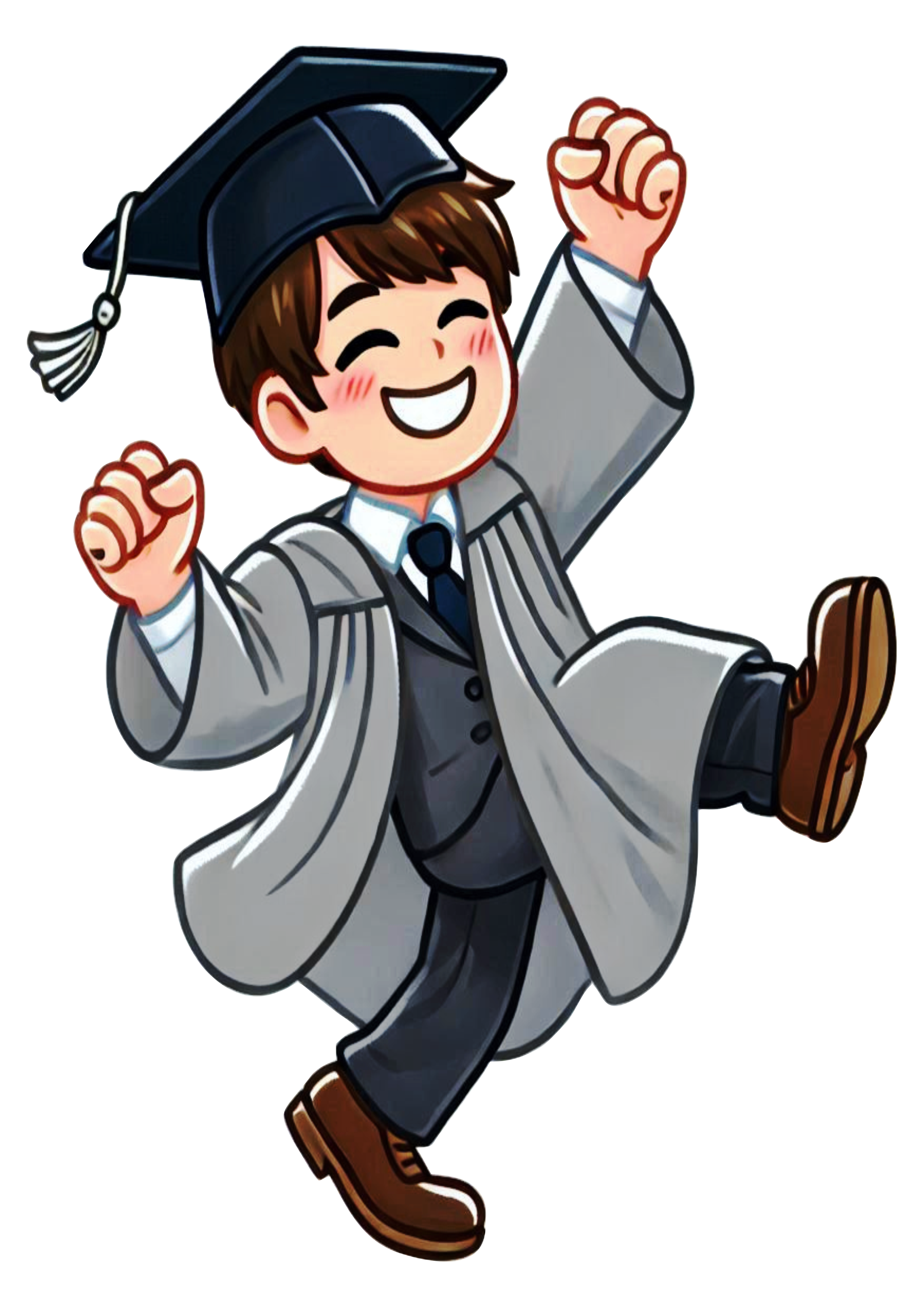 Young man in graduation outfit student simple drawing PNG