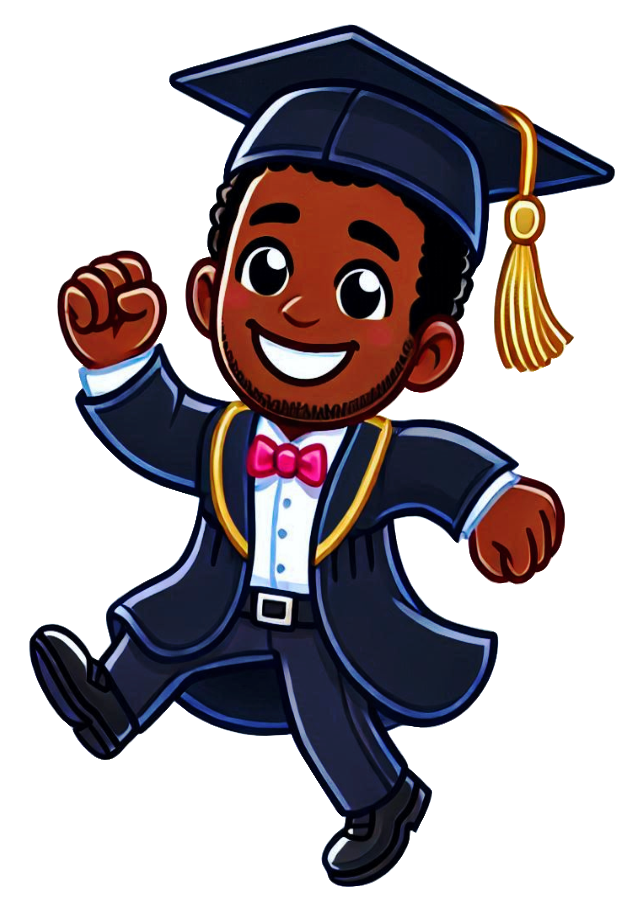 Black man graduation outfit illustration PNG