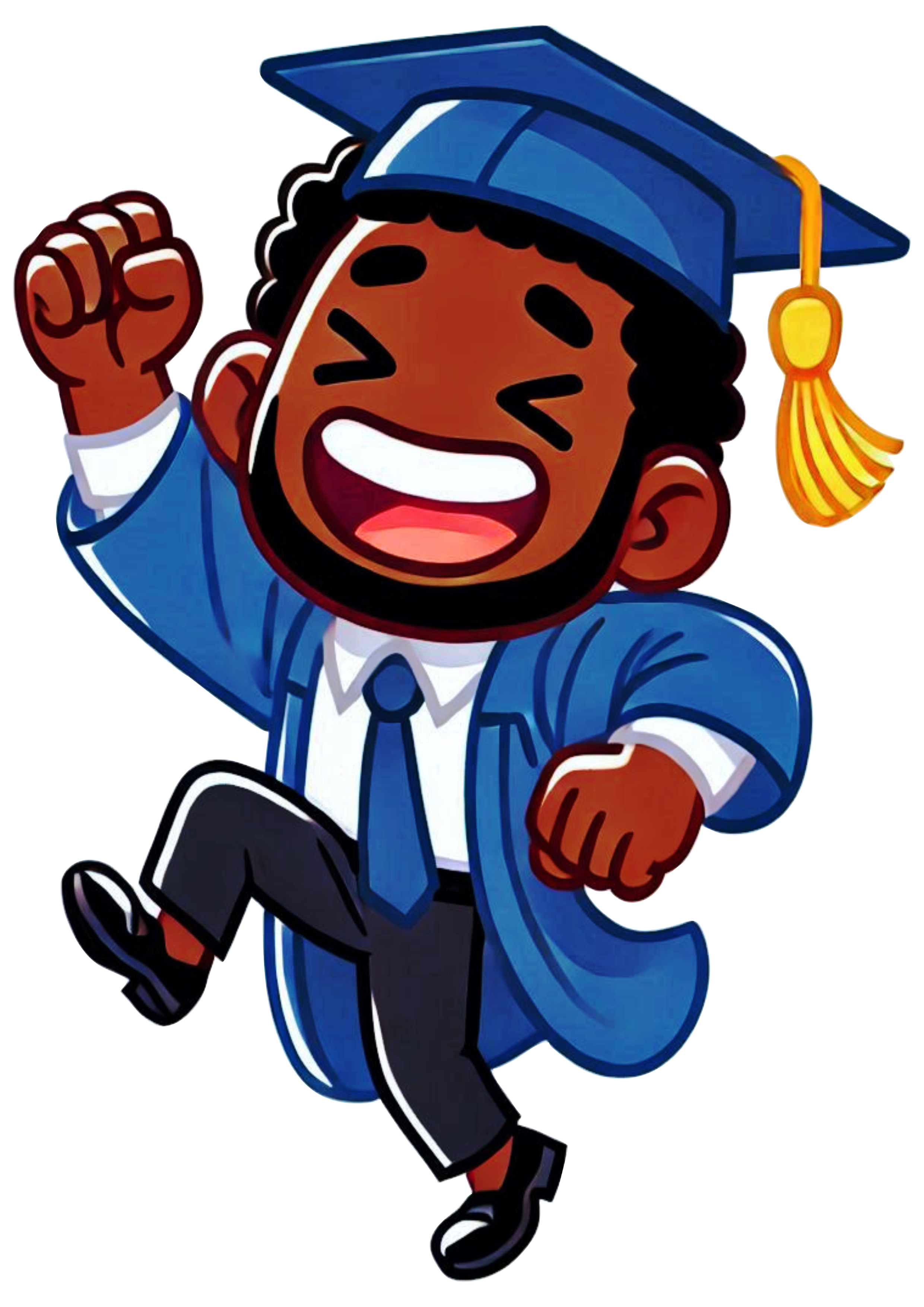 Black man graduation outfit illustration clipart vector PNG