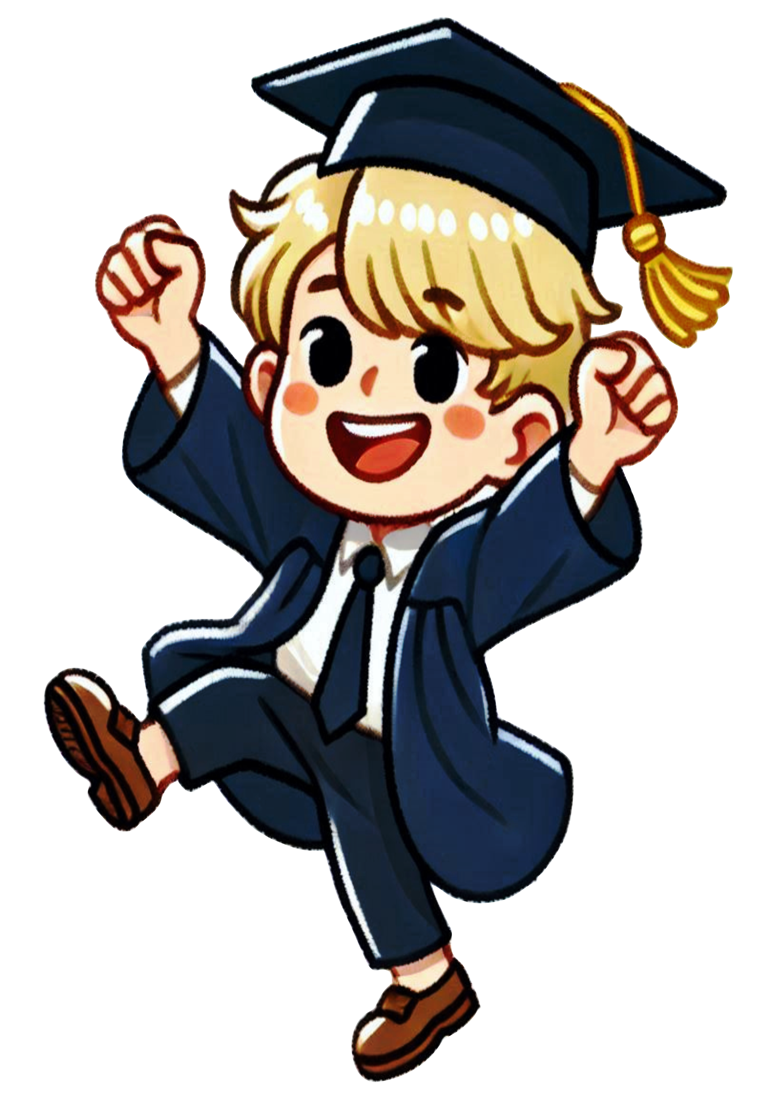 Young blond boy graduation outfit no background PNG