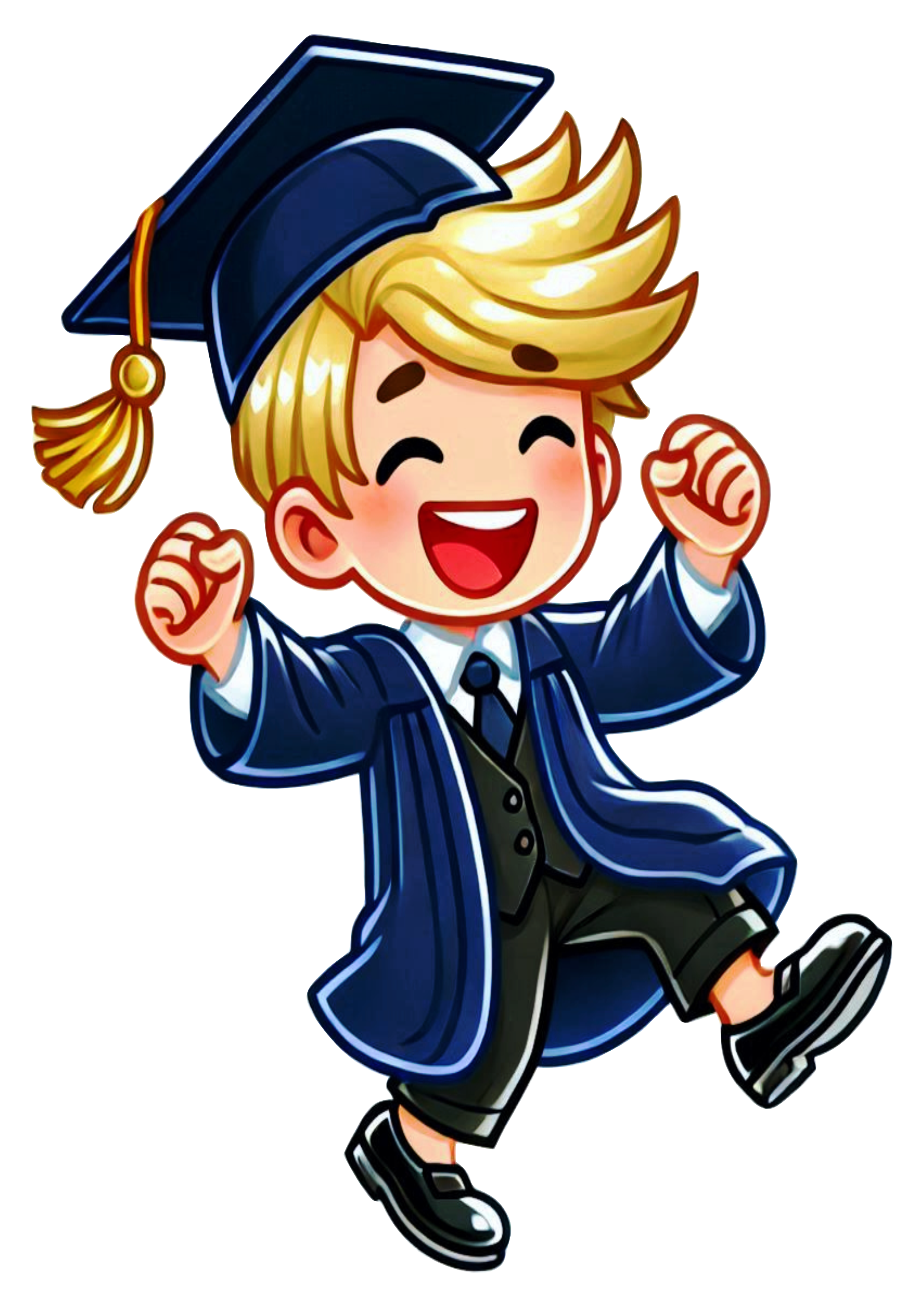 Young blond boy graduation outfit no background image PNG