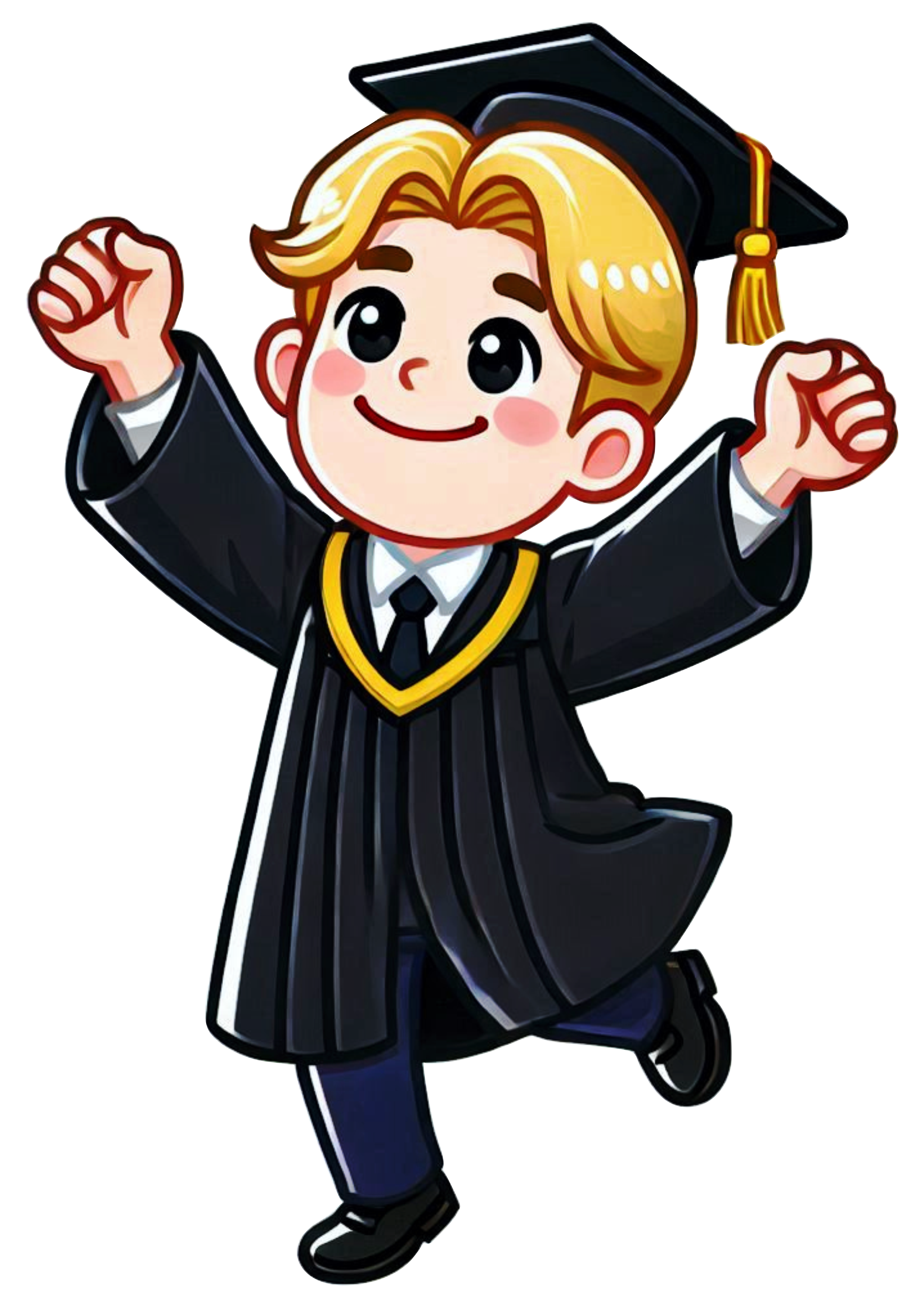 Young blond boy graduation outfit no background image clipart PNG