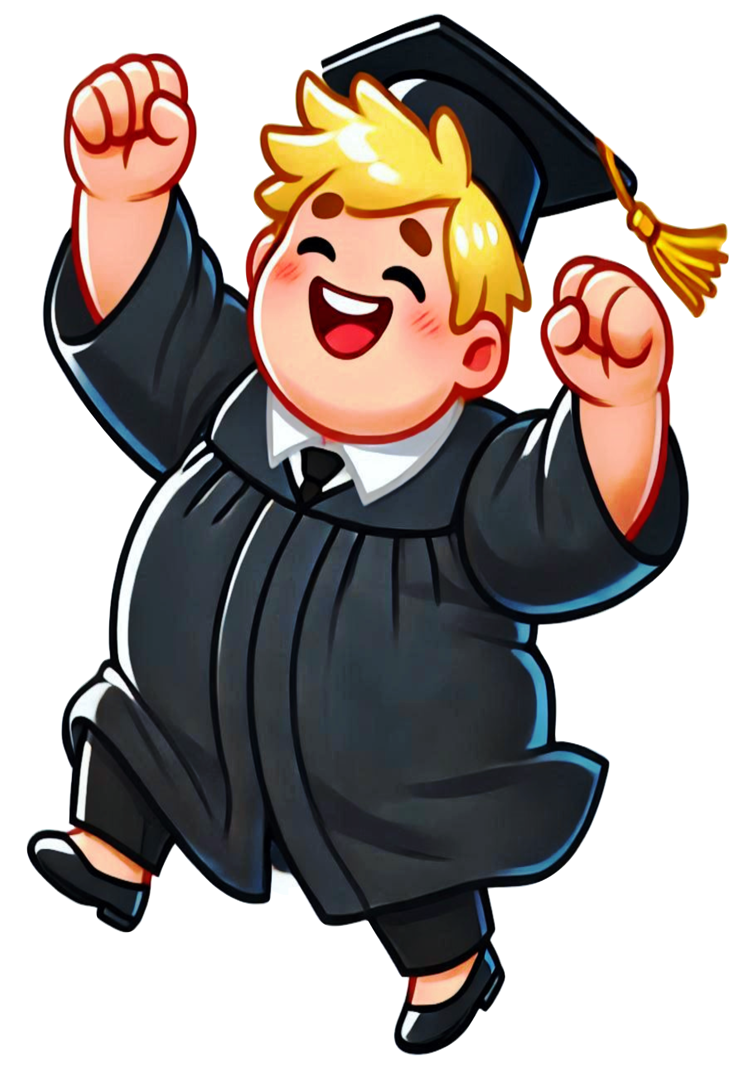 Young blond boy graduation outfit no background image clipart vector PNG