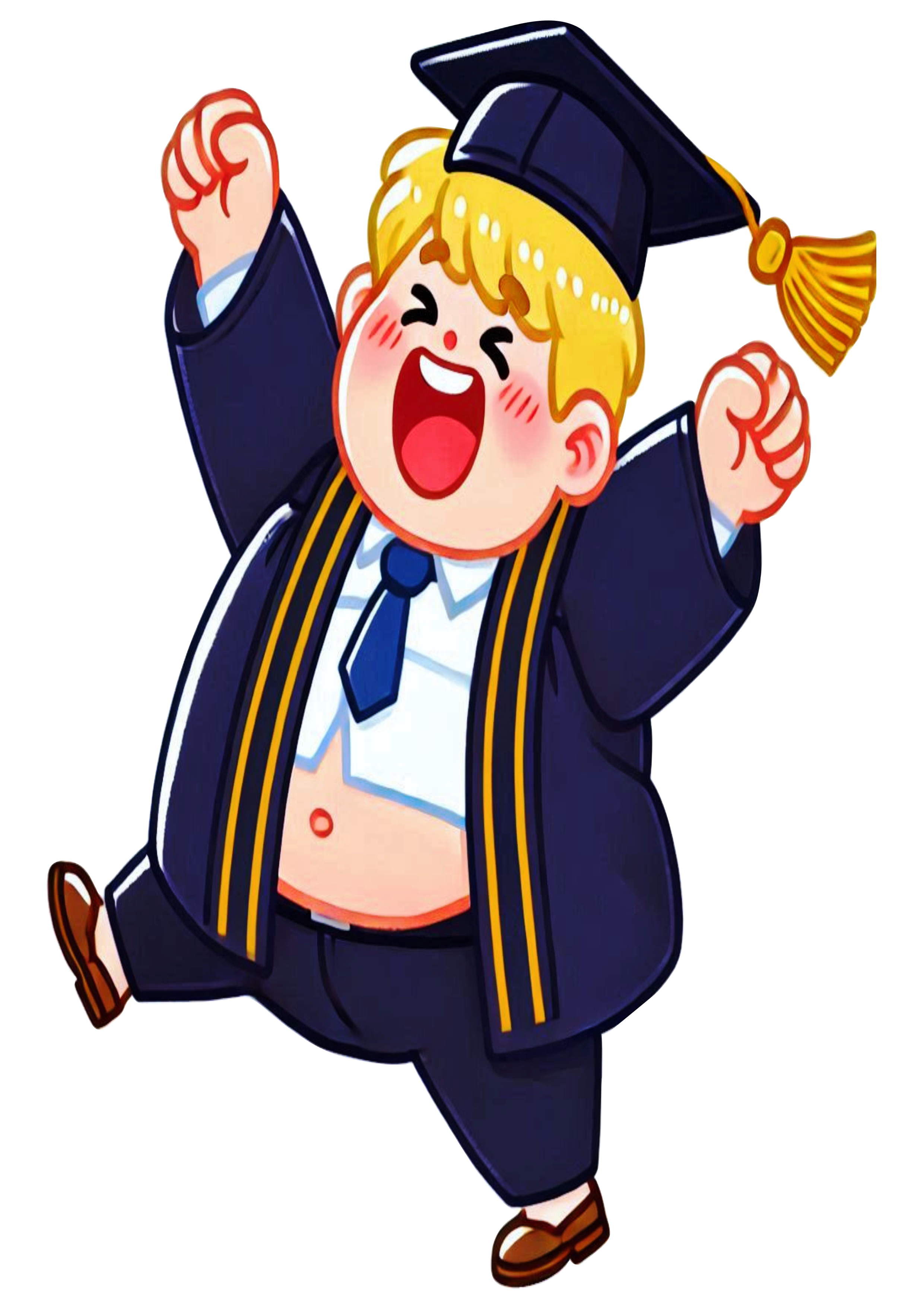 Young blond boy overwheith graduation outfit no background image clipart vector PNG