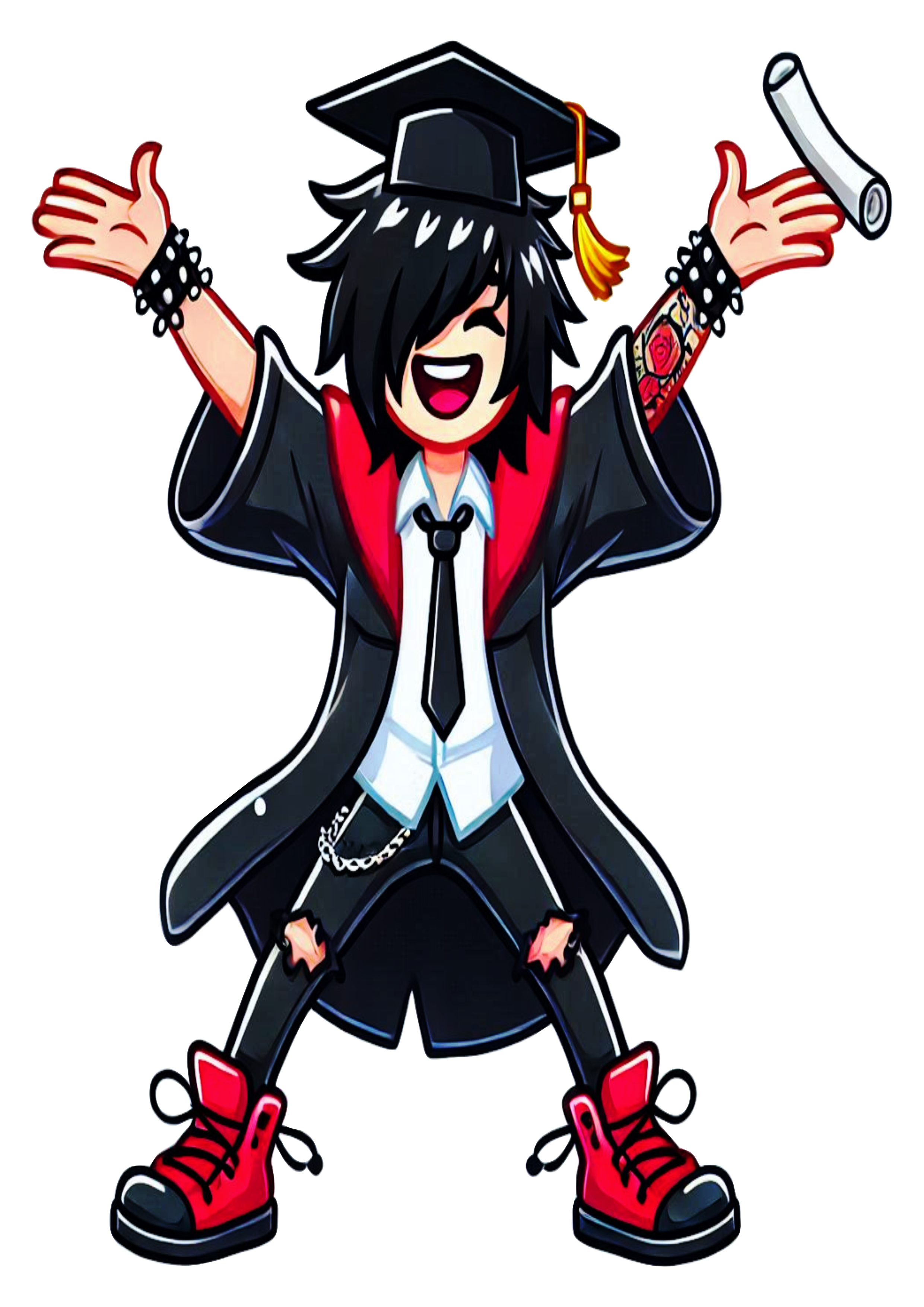 Illustration Young emo boy graduation outfit free download student artwork PNG